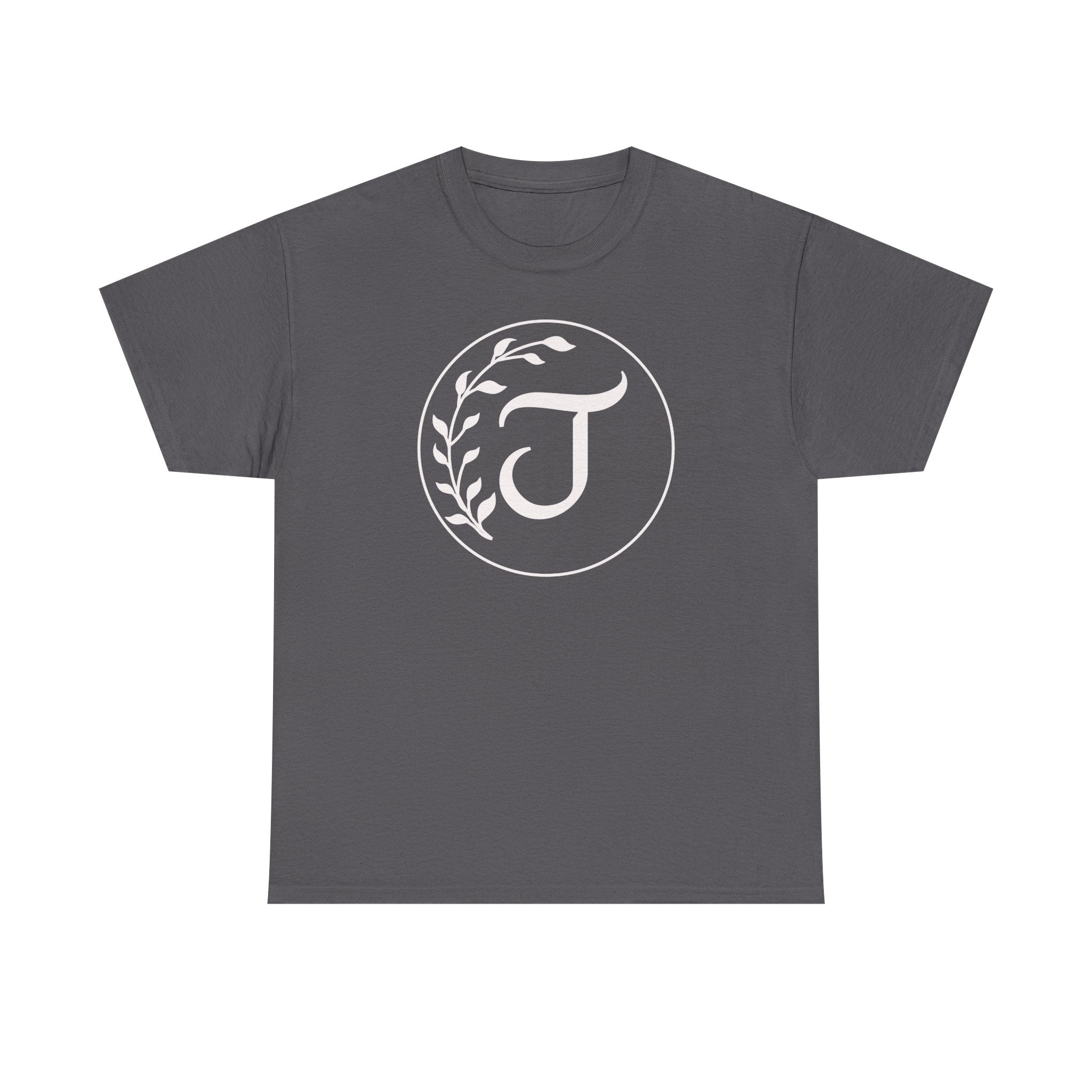 White Tee with Subtle "Floral J " Jesus Christ "— Minimalist Japanese Character T-Shirt