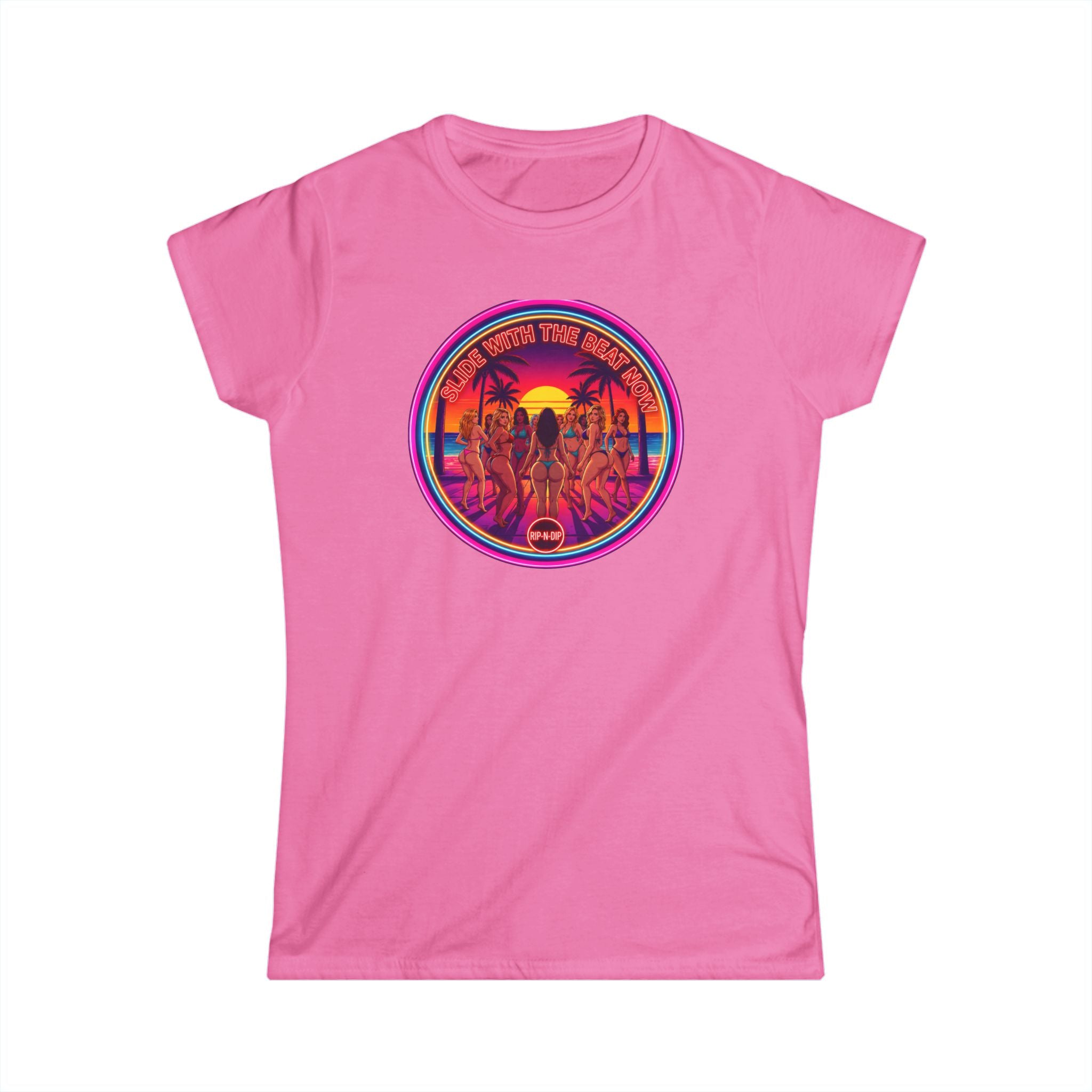 Women's Tee - " Slide With The Beat Now " Classic White Softstyle Short Sleeve