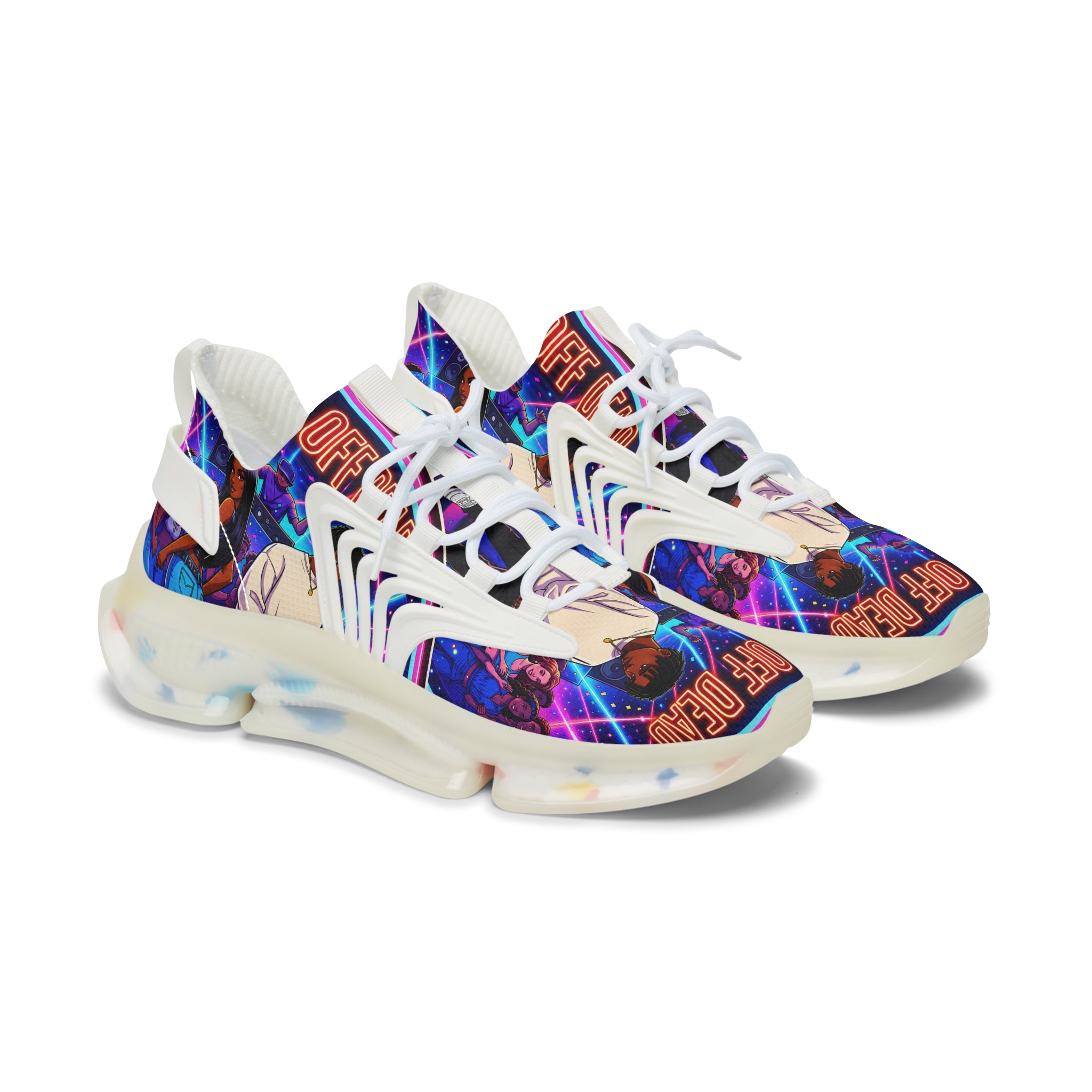 Women's Mesh Sneakers — Retro Vaporwave Anime Graphic Athletic Shoes