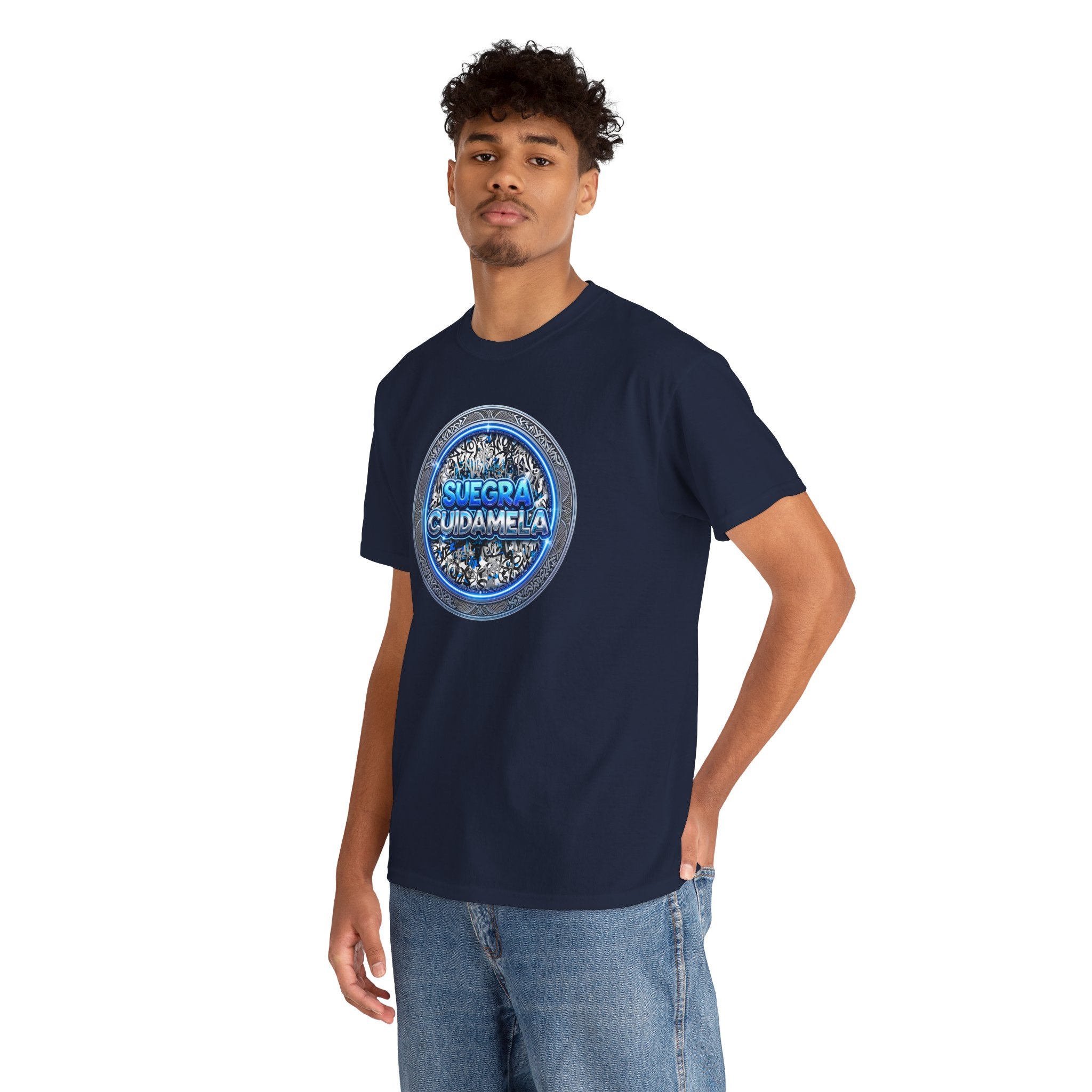 T-Shirt — Suegra Cuídame (Blue Floral Emblem)