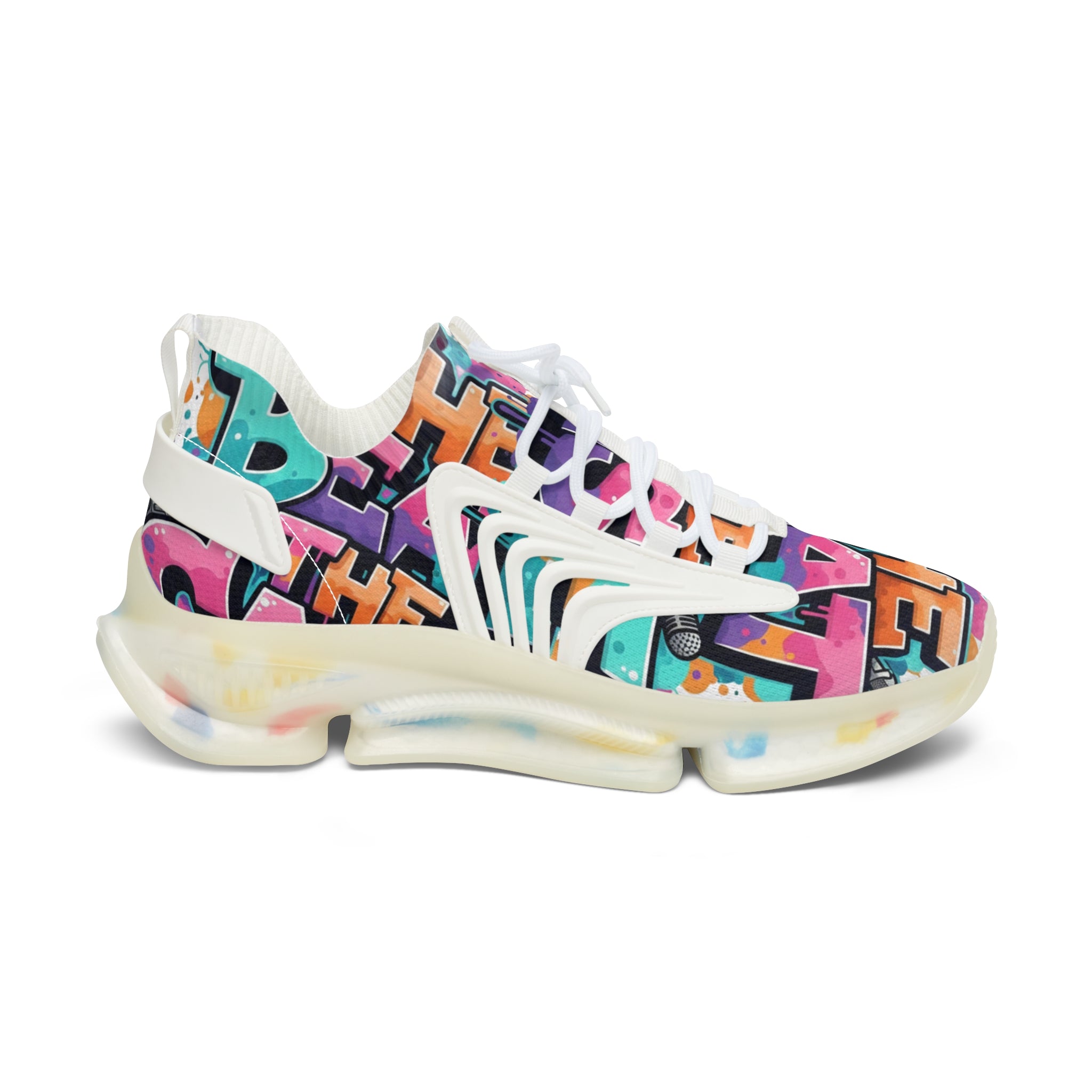 Women’s Mesh Sneakers —"She Beat The Case"Colorful Graffiti Statement Athletic Shoes