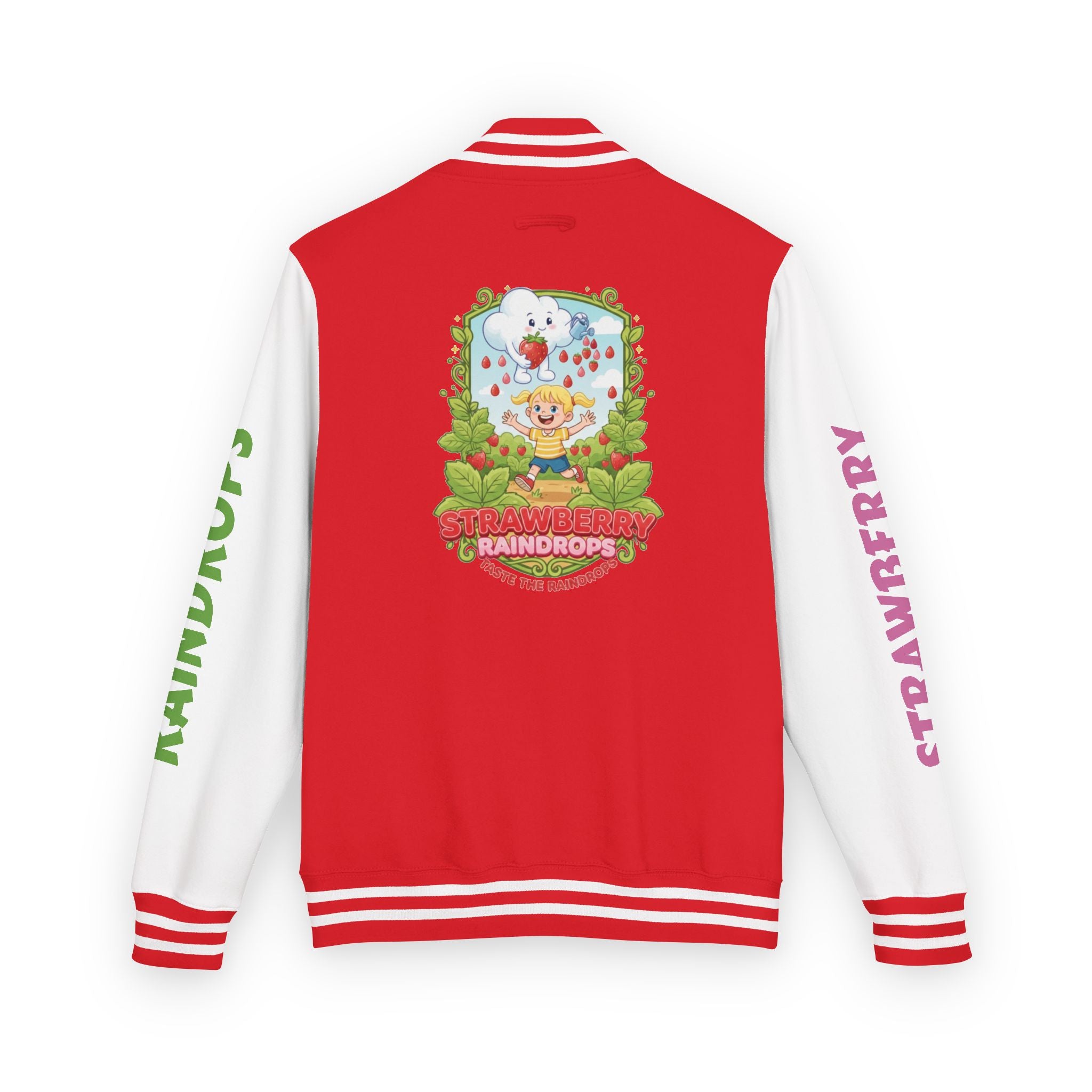Letterman Jacket —Strawberry Raindrops Back Patch