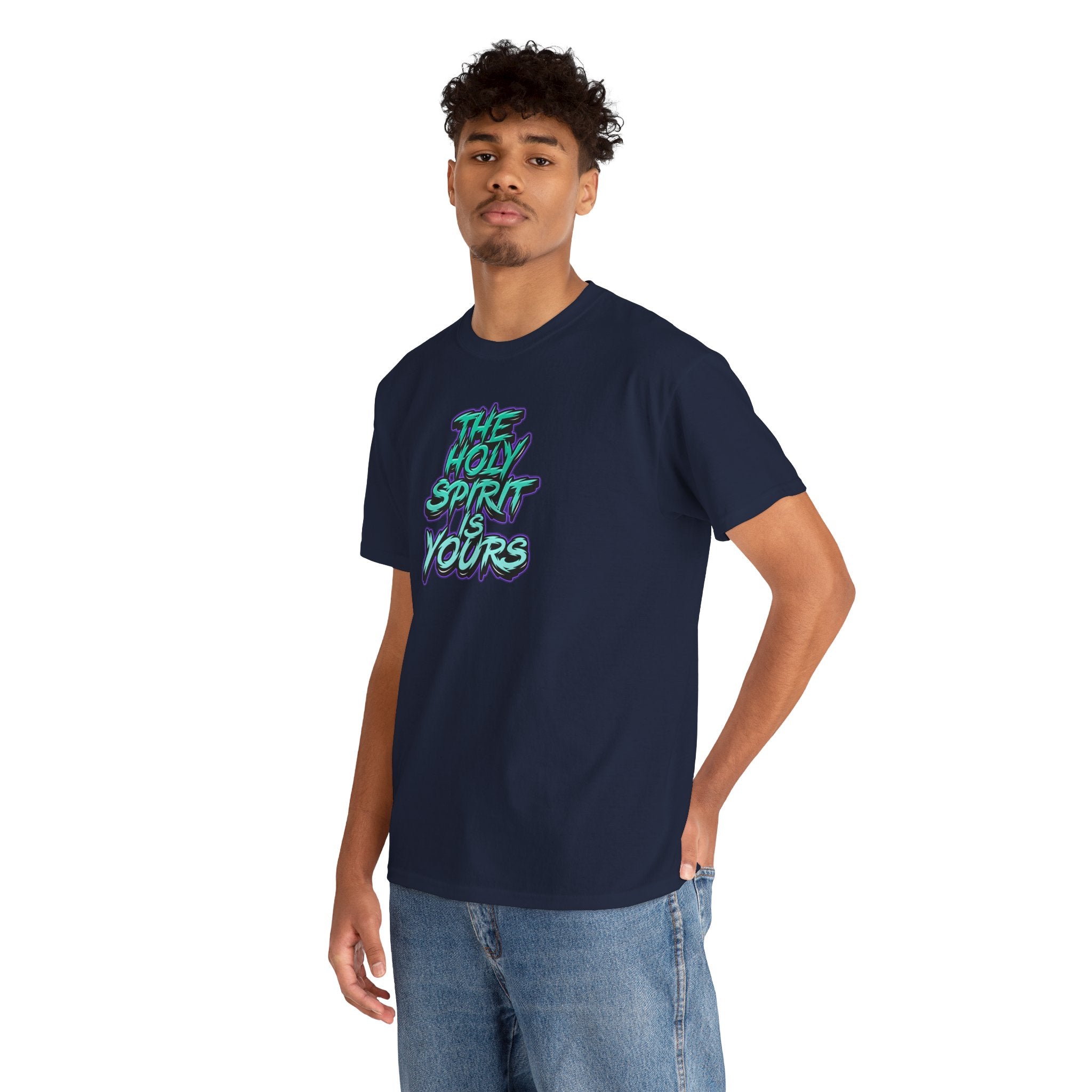 T-Shirt — "The Holy Spirit Yours" Retro Script Faith Tee