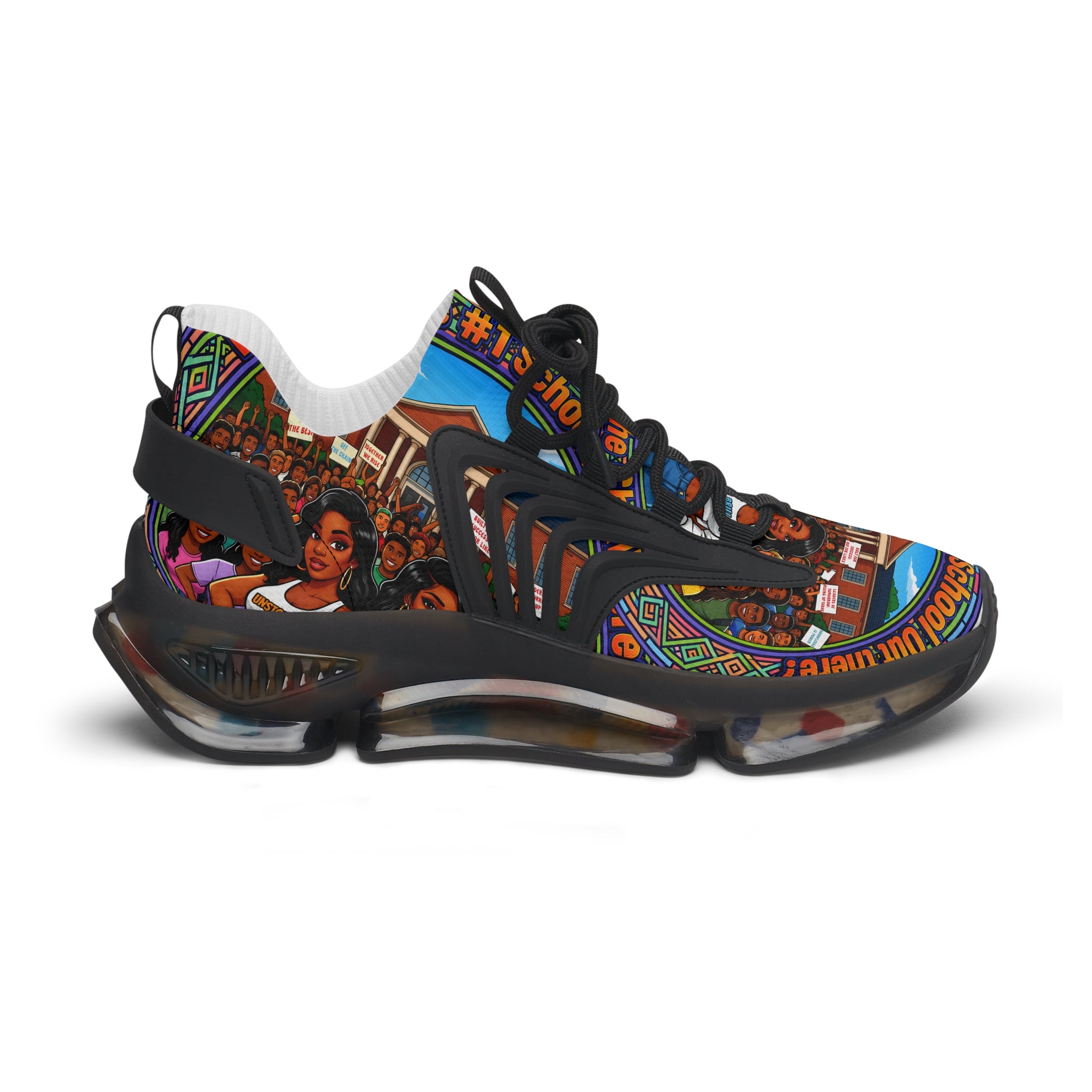 Women’s Mesh Sneakers — " What's The #1 School Out There "Vintage School Crew Graphic Athletic Shoes