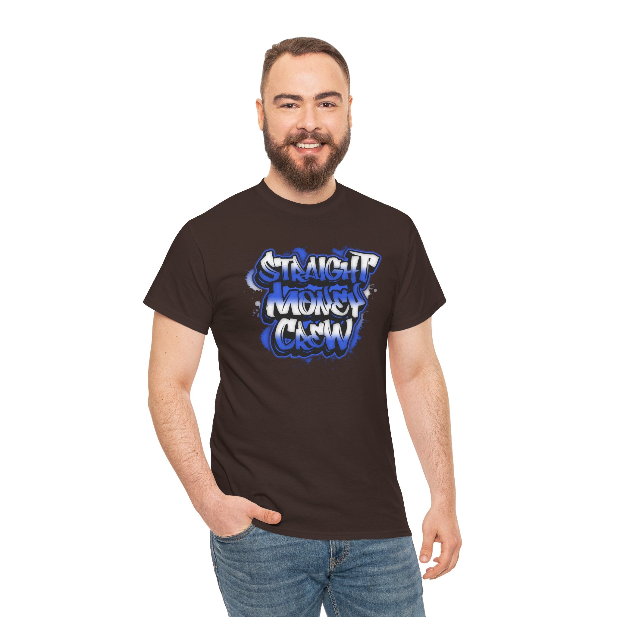 T-Shirt — "Stackin' Money Crew" Blue Graffiti Graphic Tee