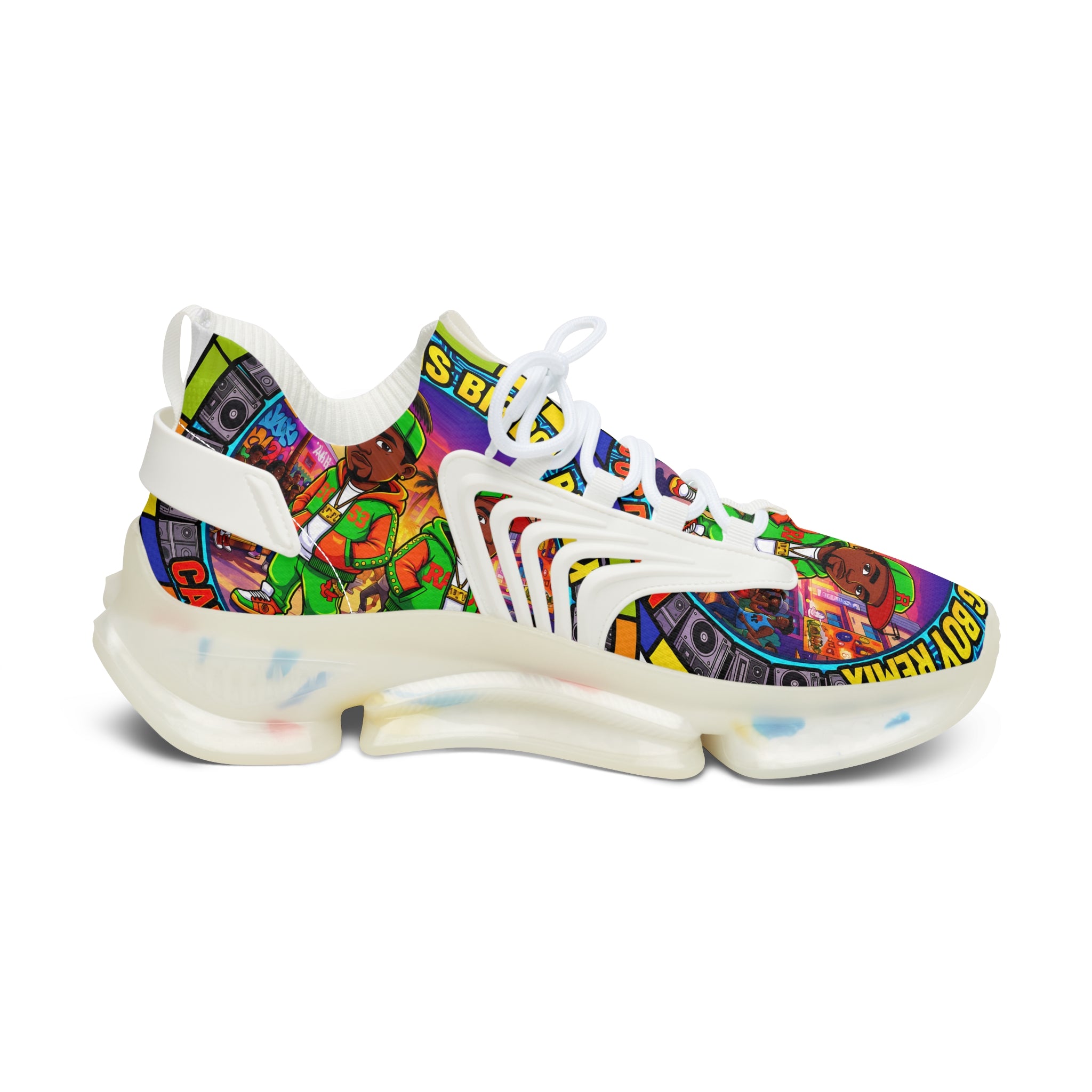 Women's Mesh Sneakers — Colorful Retro 'Check Dis Big Boy Remix' Graphic Trainers