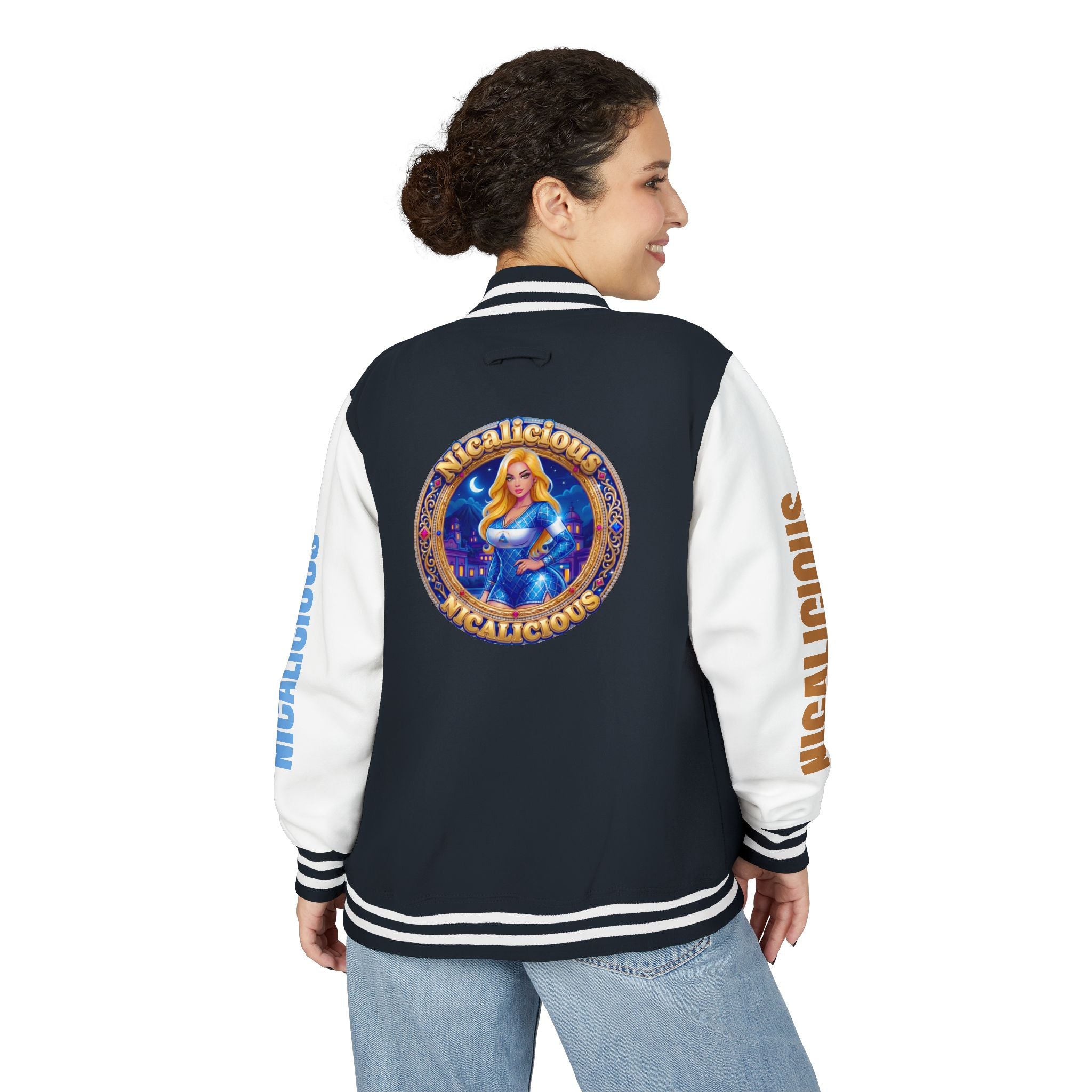 Letterman Jacket — 'Nicalicious' Retro Varsity Jacket with Angel Crest