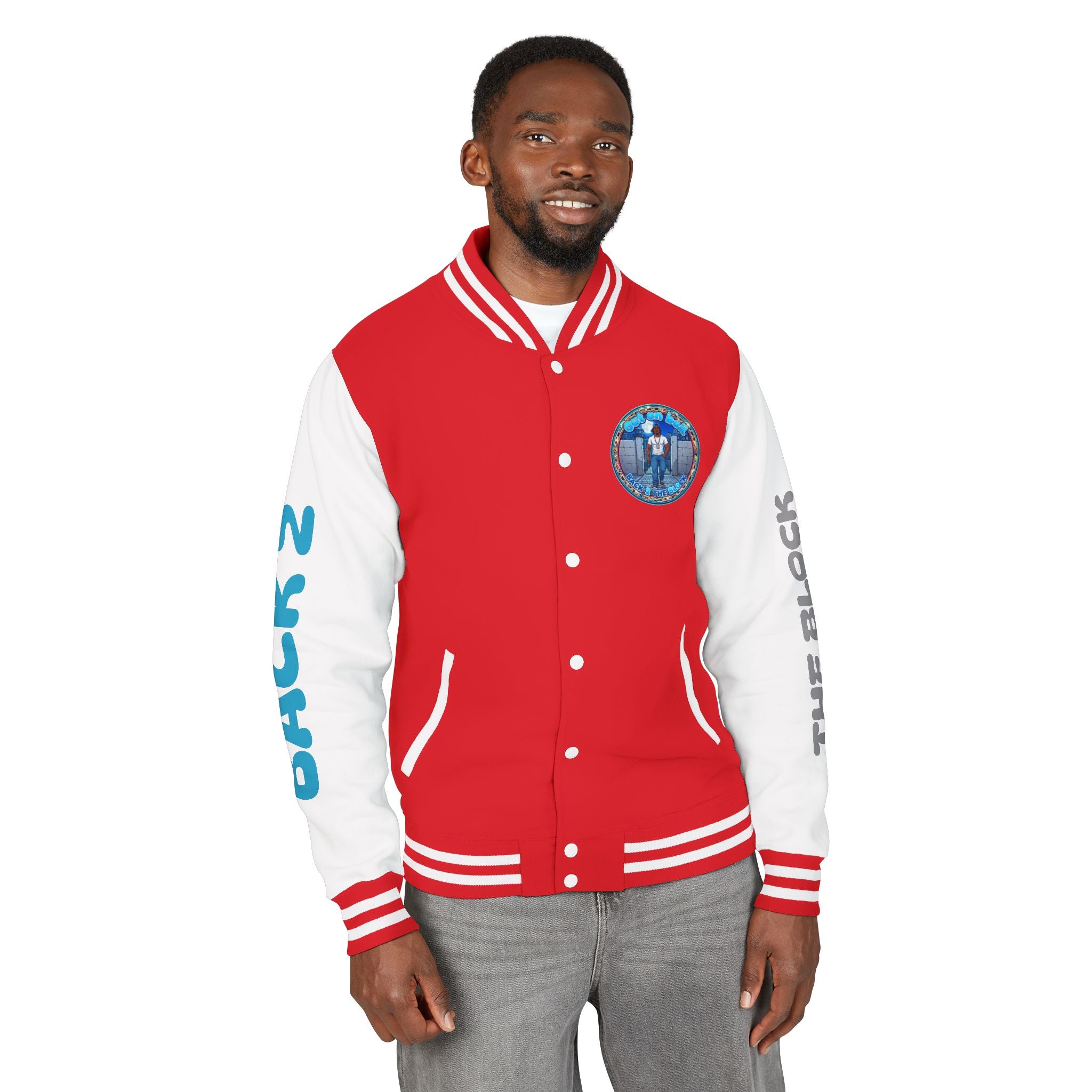 Letterman Jacket — 'Back 2 The Block' Retro Streetwear Patch Jacket