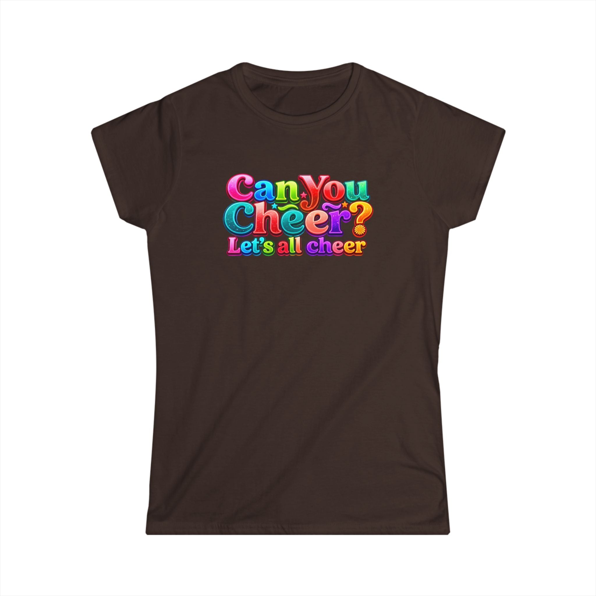 "Can You Cheer" Women's Tee — Colorful Retro Cheer Graphic Shirt
