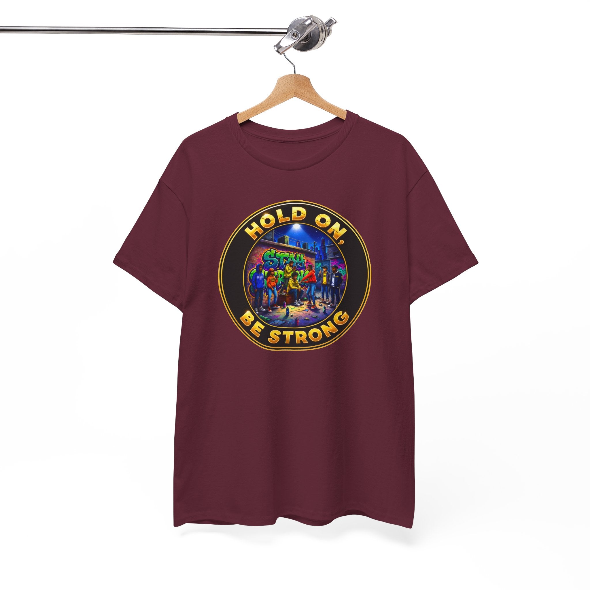 T-Shirt — 'Hold On Be Strong' Inspirational Retro Circle Graphic Tee
