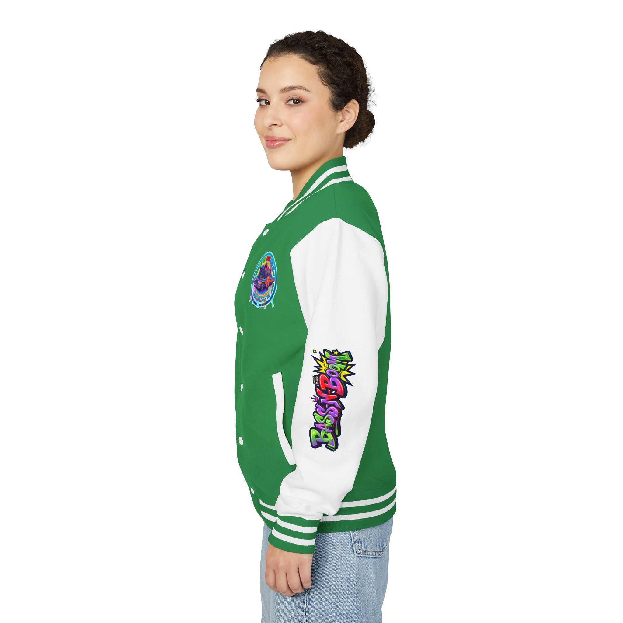 Letterman Jacket — ' Let The Bass Kick In' Retro Lowrider Crew Graphic