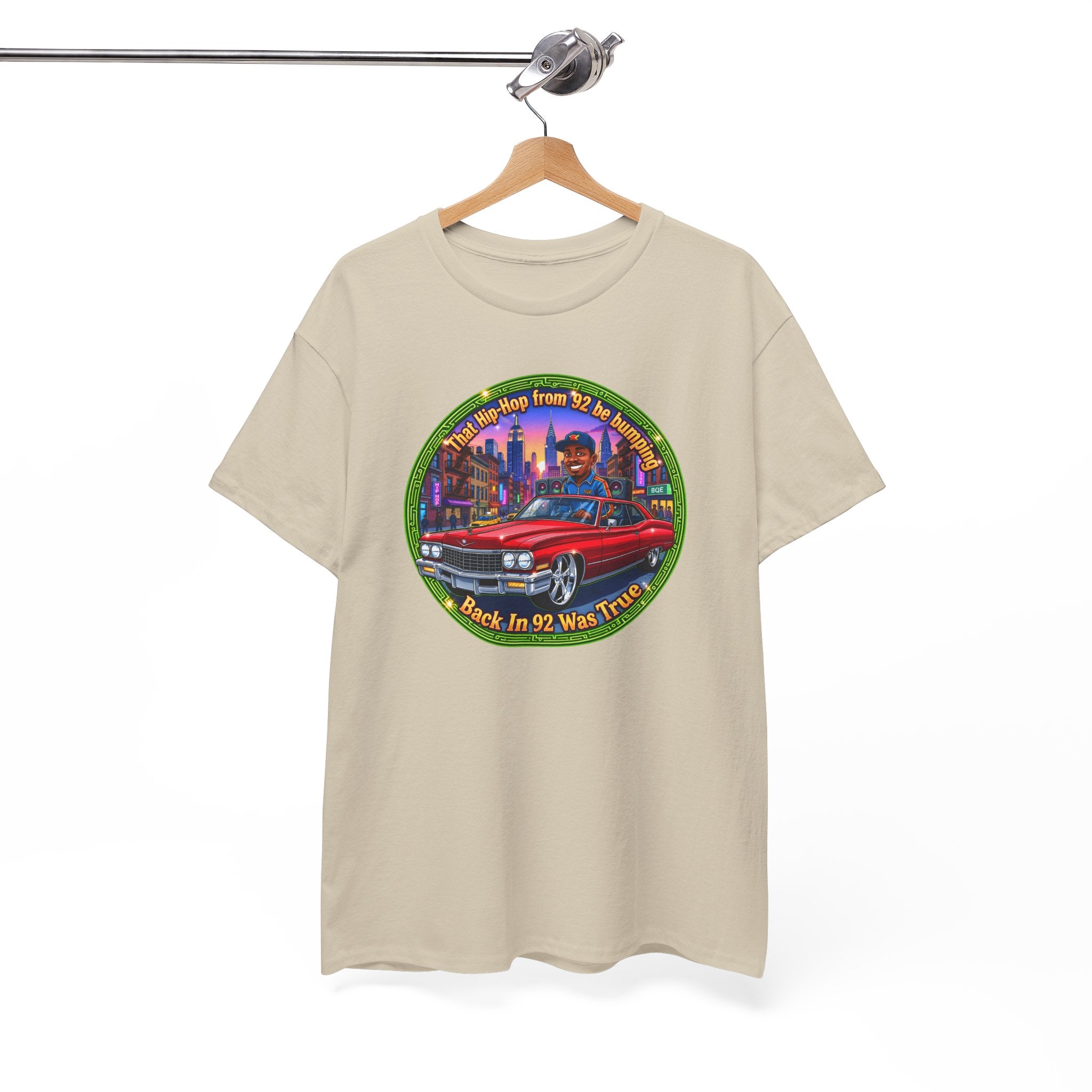 Vintage Red Convertible T-Shirt – “That Hip-hop From 92 Be Bumping" Retro City Cruise Tee