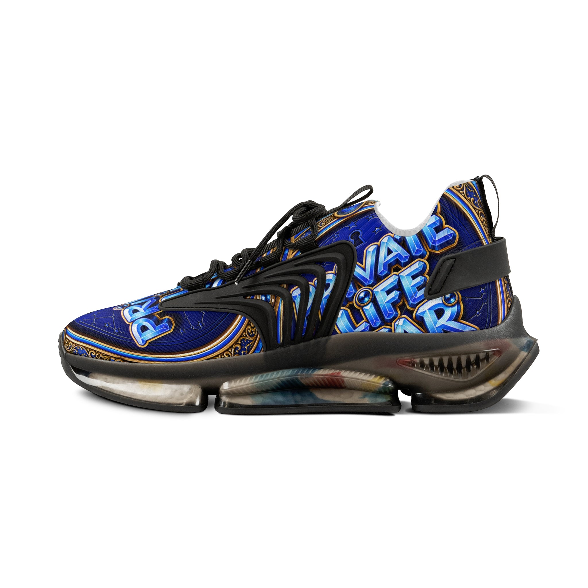 Mesh Sneakers — 'Private Life Style "Bold Blue Graphic Athletic Shoes