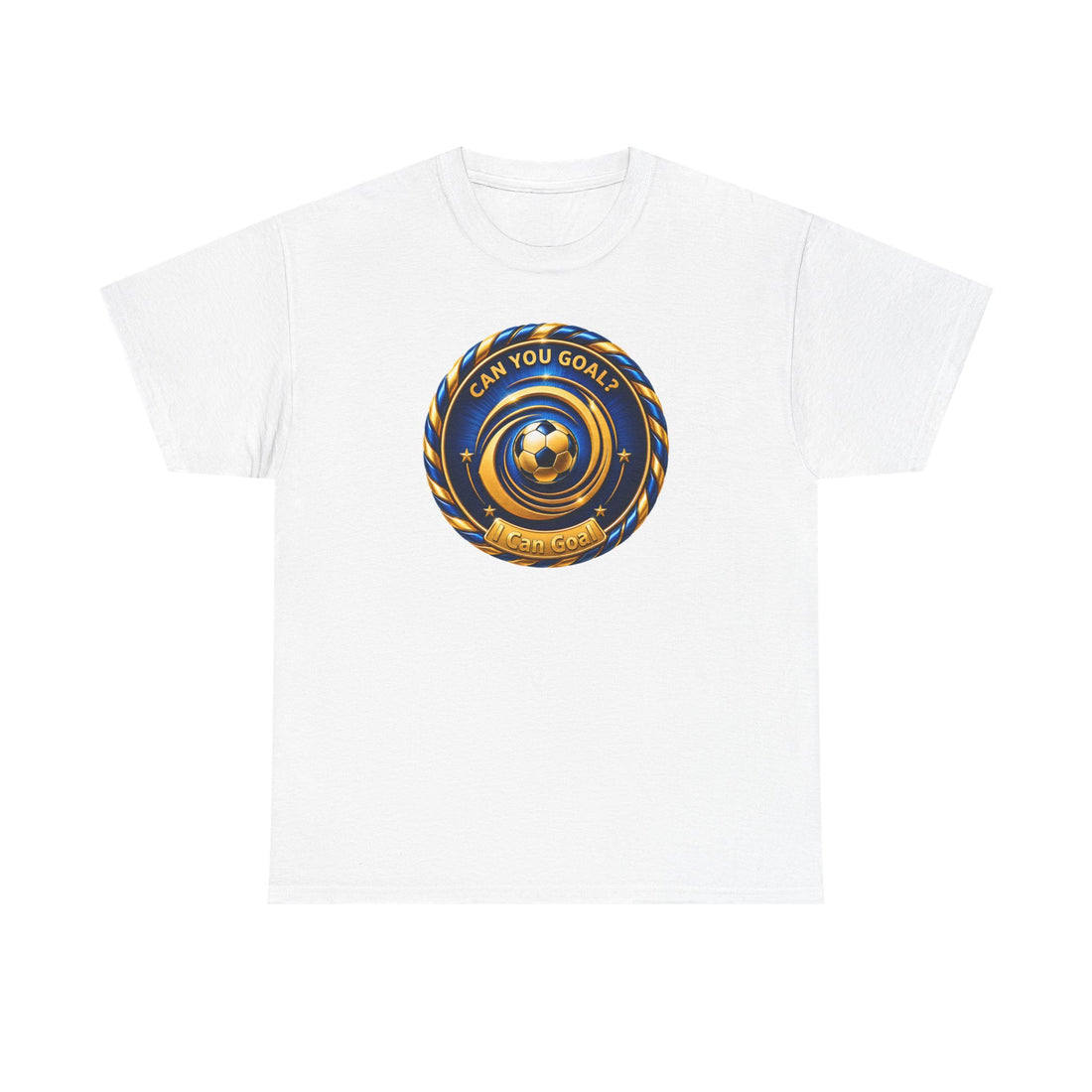 Soccer Badge Tee — "Can You Goal?" Graphic Soccer Shirt