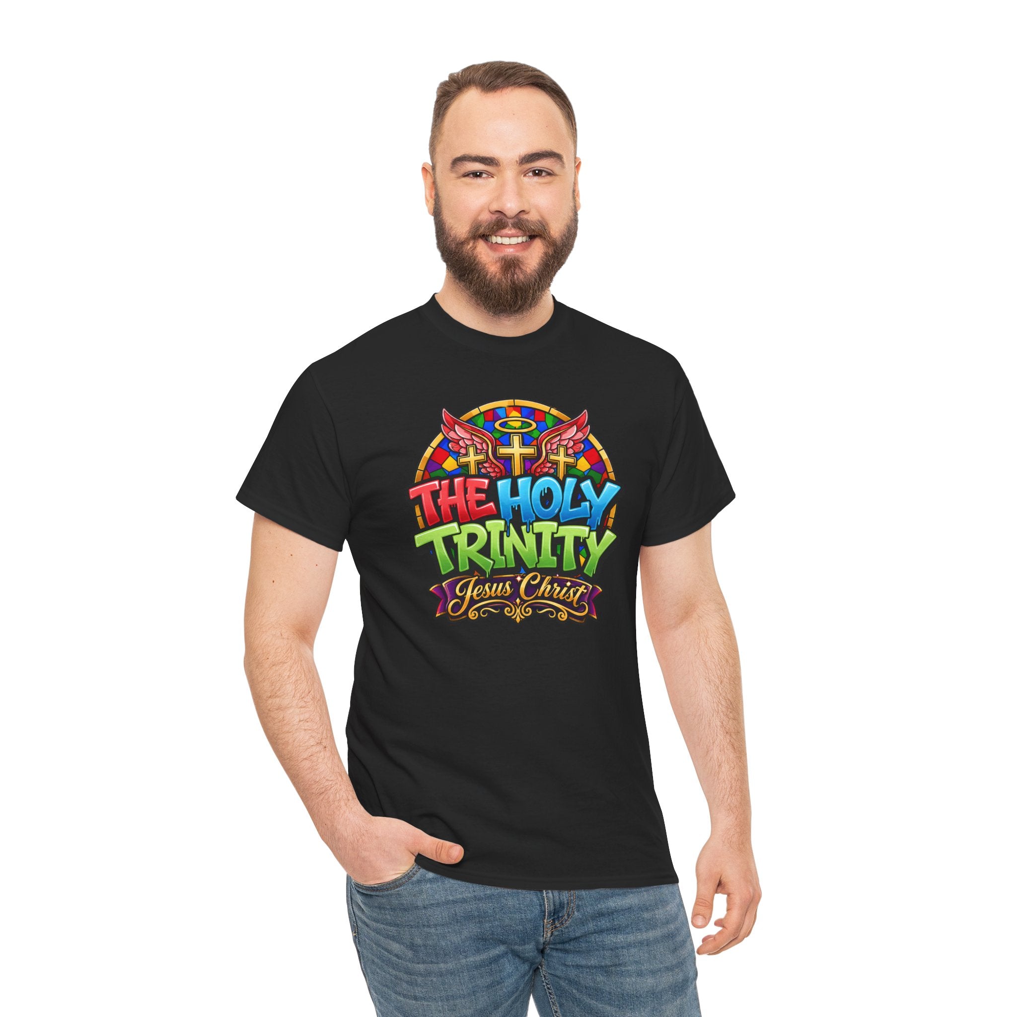 Holy Trinity Graphic Tee — 'The Holy Trinity Jesus Christ' Colorful Faith T-Shirt