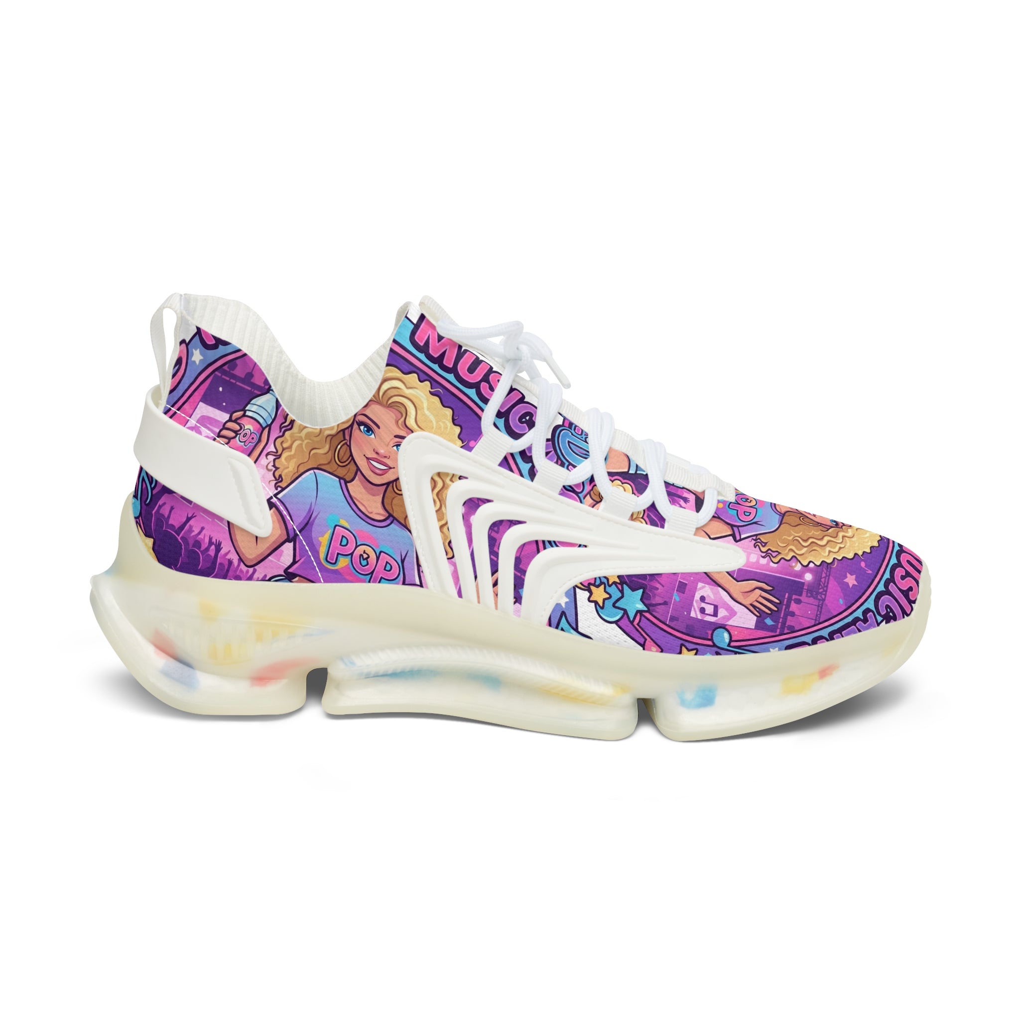 Women’s Mesh Sneakers —"Keep Pop Music Alive " Women's Trendy Printed Athletic Shoes
