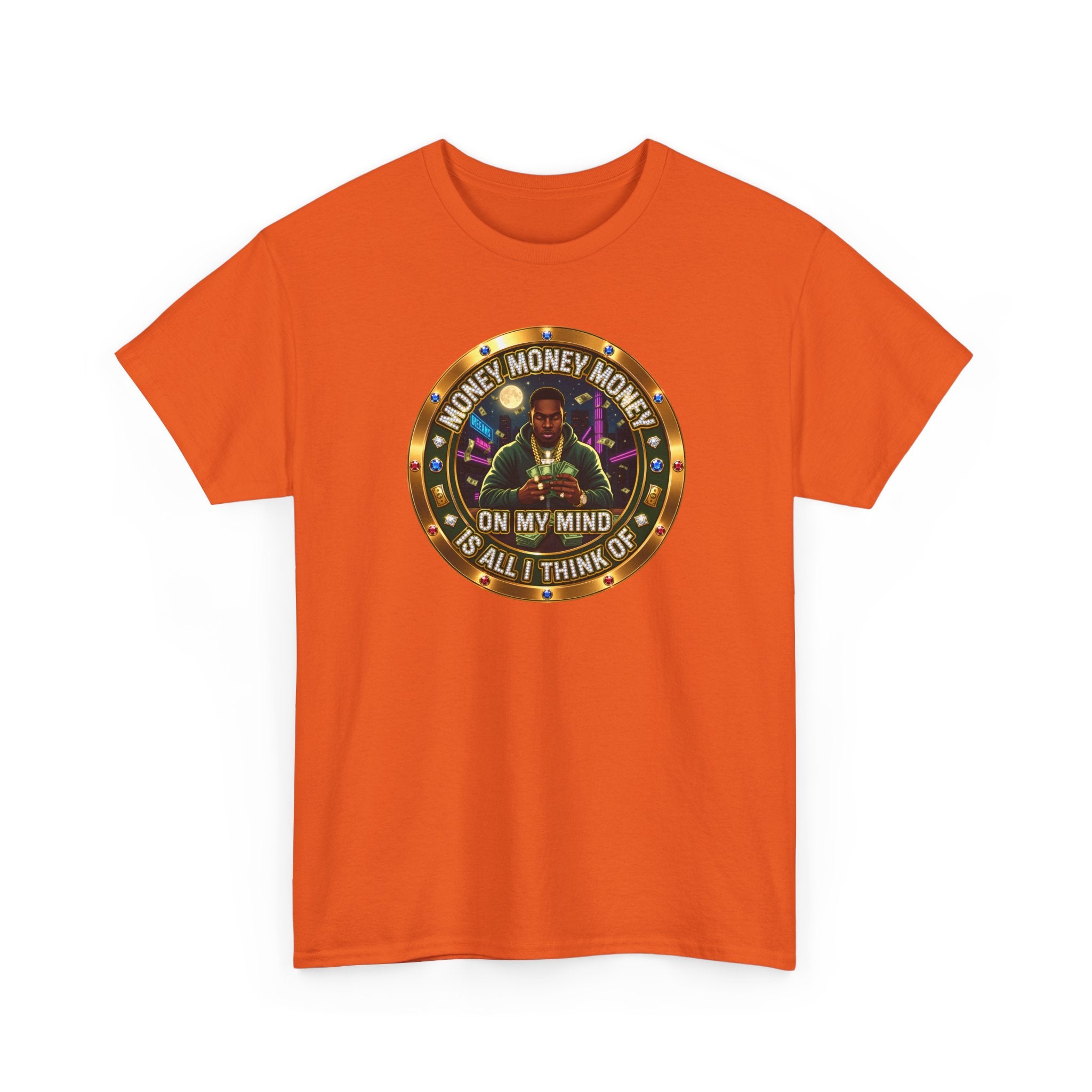 "Money On My Mind" Graphic Tee — Retro Casino Coin Design