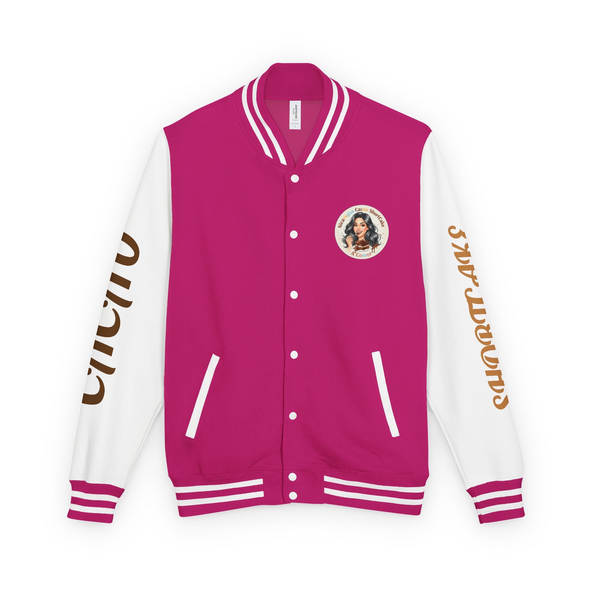 Vintage Pin-Up Letterman Jacket —Cacao Chocolate Shortcake Retro Logo Varsity Jacket