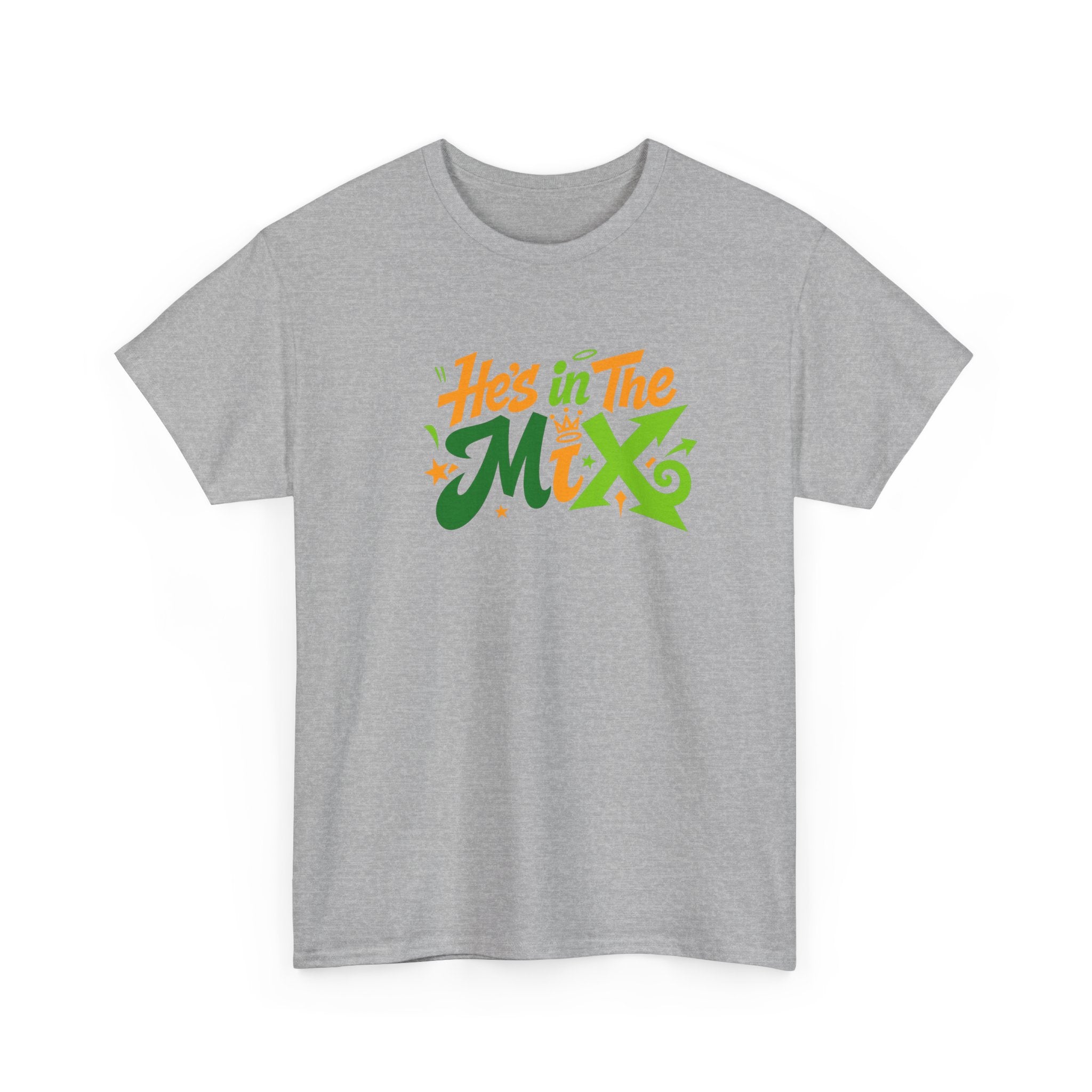 "He's in the Mix" T-Shirt — Retro Green & Orange DJ/Music Tee