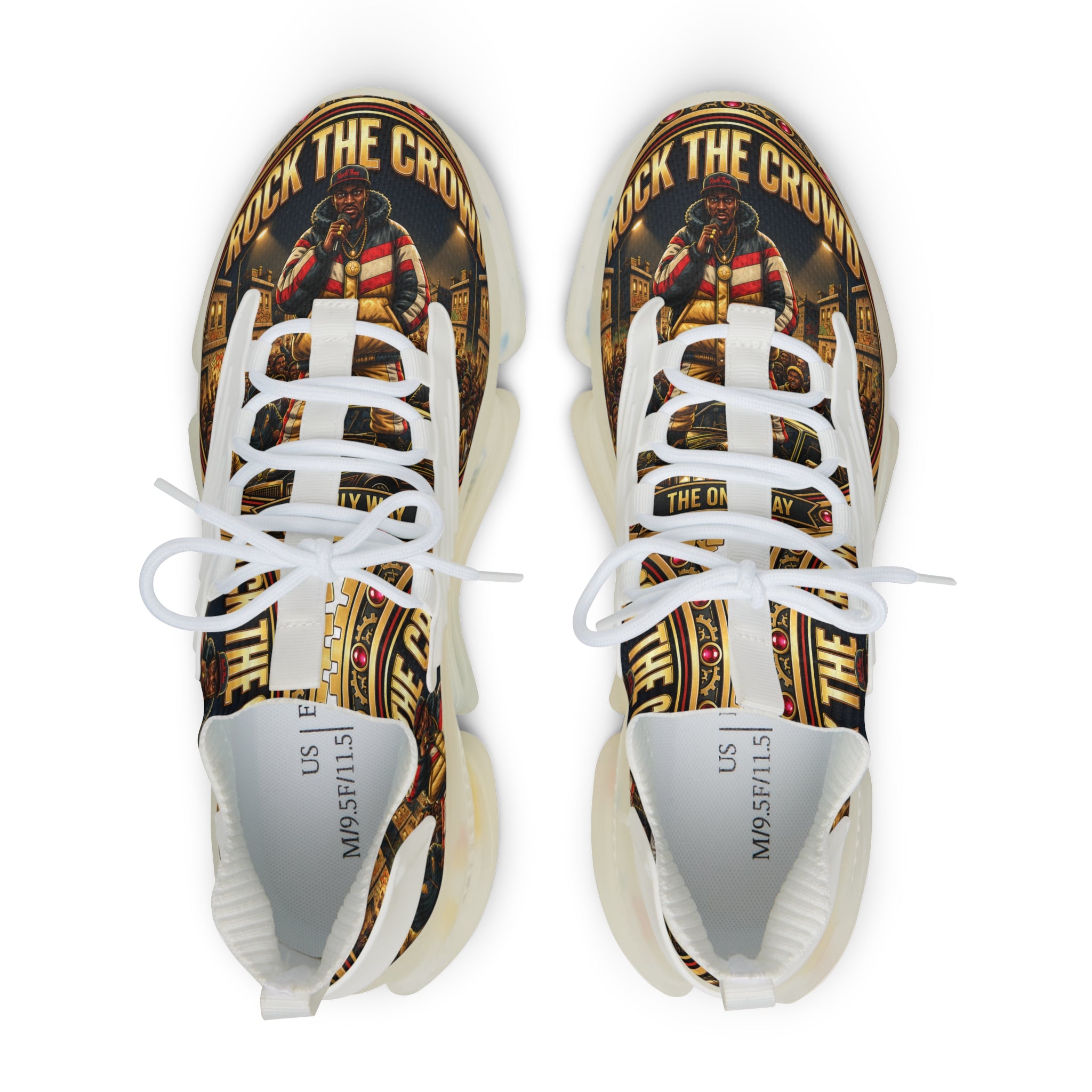 Men's Mesh Sneakers — 'Rock the Crowd' Graphic Athletic Shoes