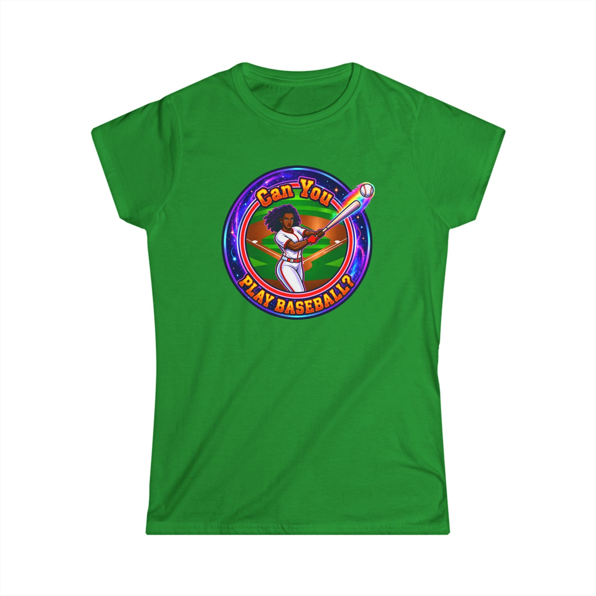 "Can You Play Baseball" Women's Baseball Tee – Feminine Softstyle Baseball Shirt