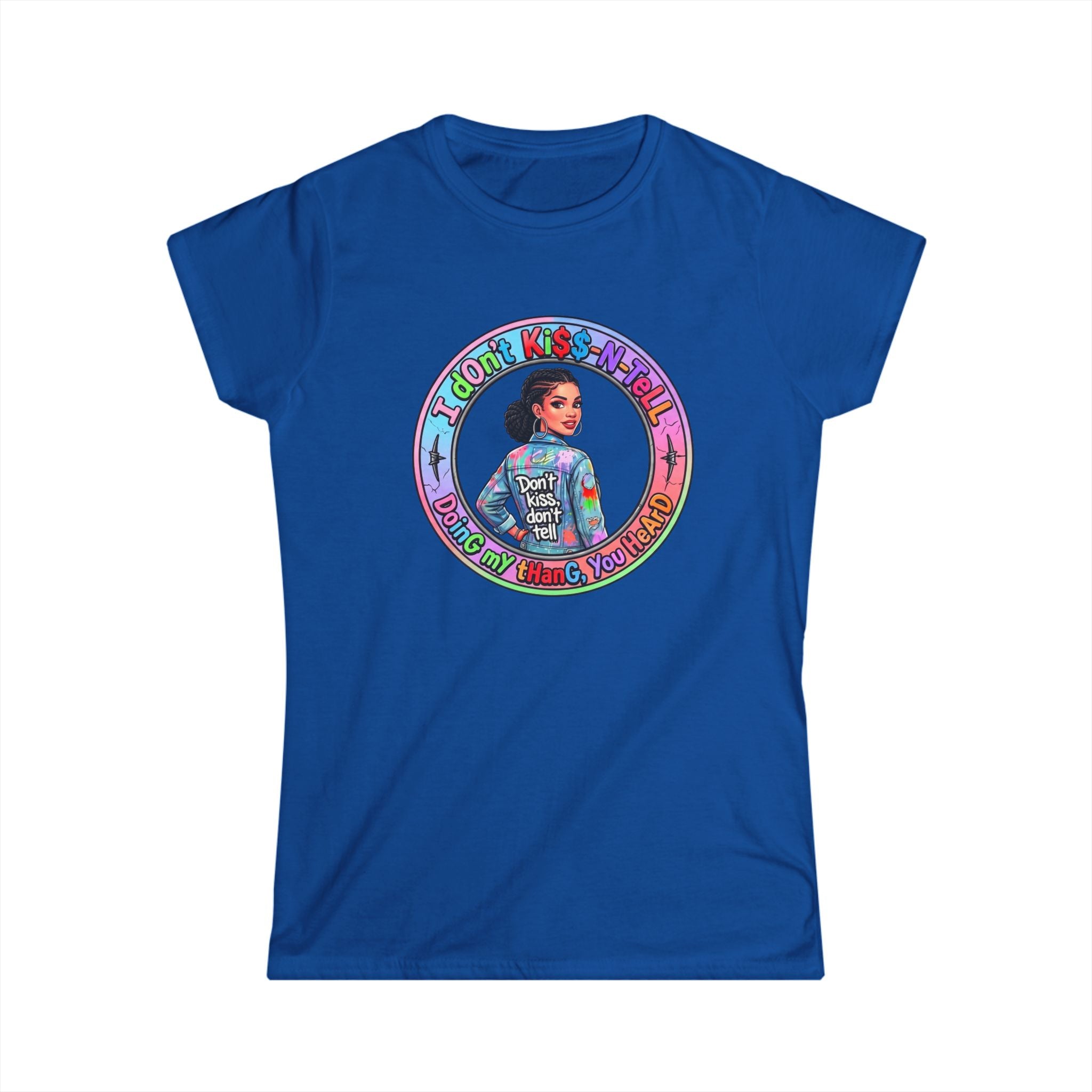 Women's Tee — 'I Don't Kiss-N-Tell" Vintage-Inspired Afro Pride Graphic