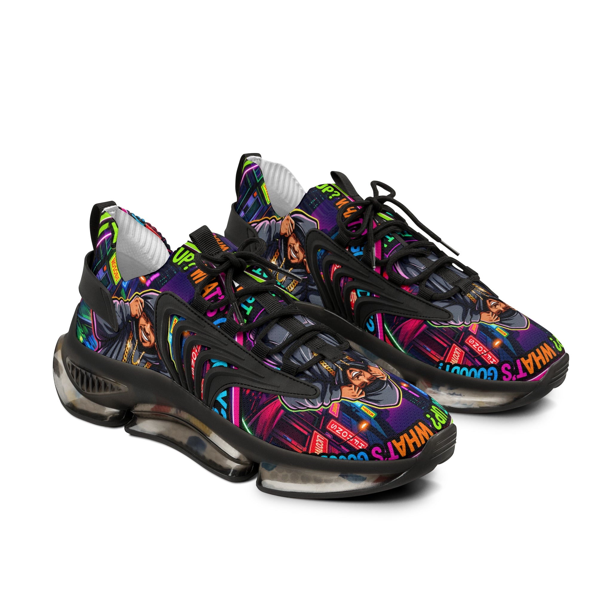 Men's Mesh Sneakers — " Yo, What's up? Rapper Graphic Athletic Shoes