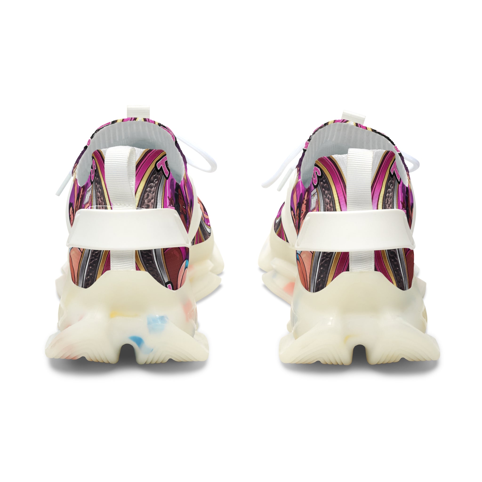 Mesh Sneakers —" The Tuci Ladies " Retro Pink Disco Club Graphic Women's Athletic Shoes