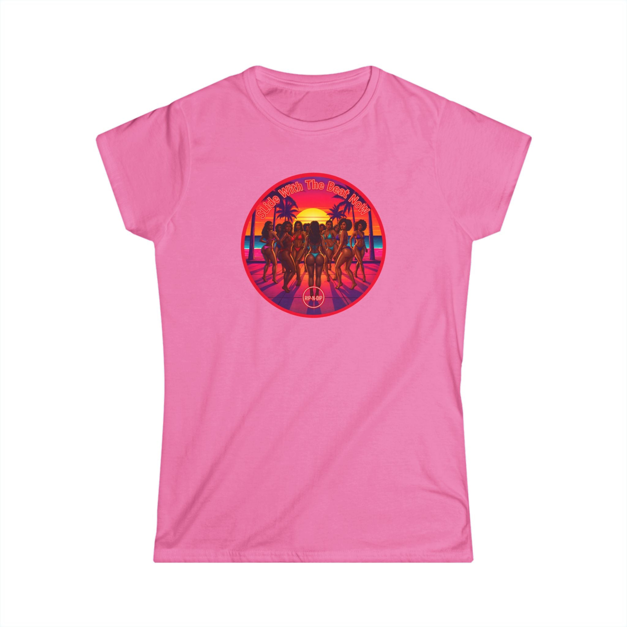 Women's Softstyle Tee — '' Slide With The Best Now" Classic White Crewneck T-Shirt