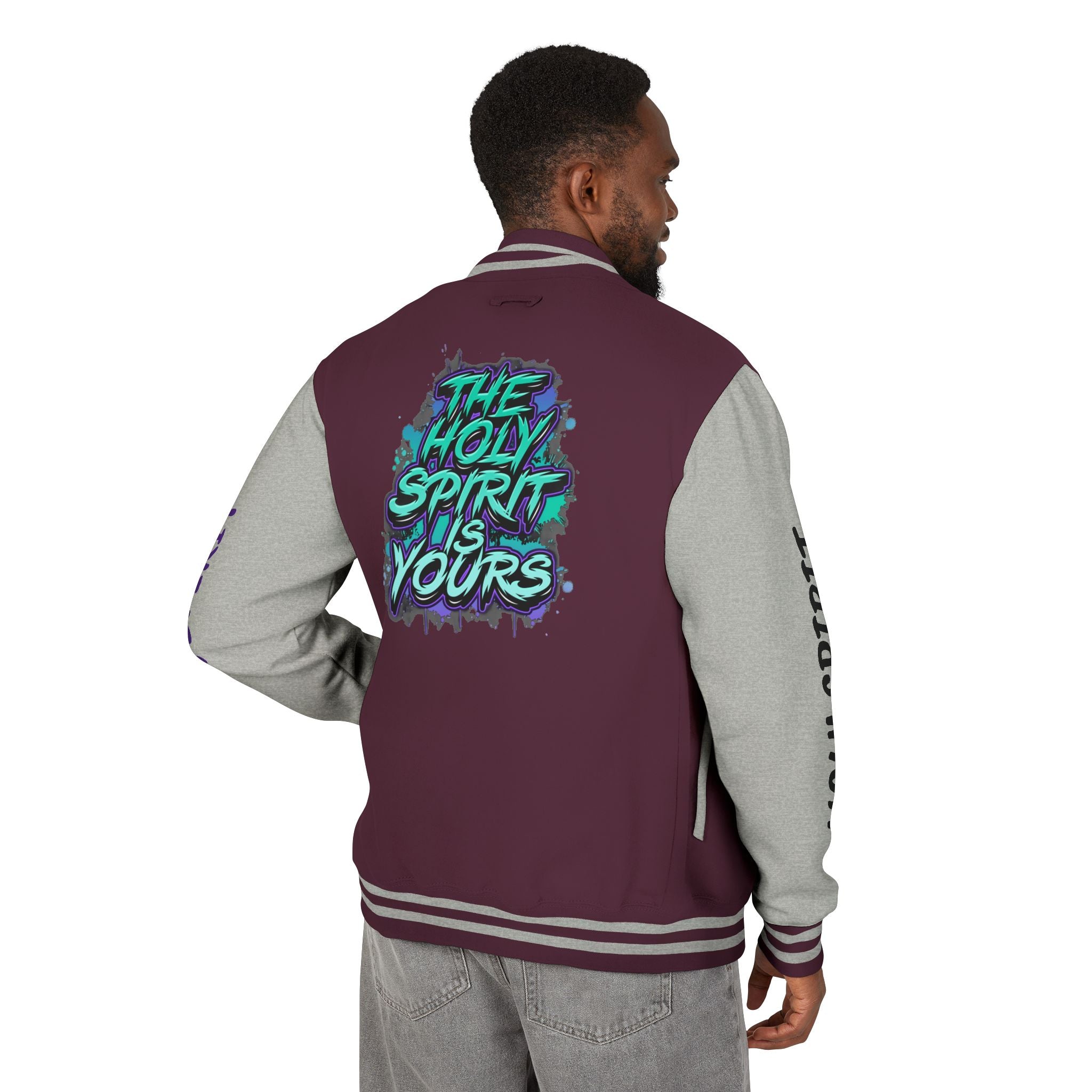 Letterman Jacket — "The Holy Spirit Is Yours" Graphic