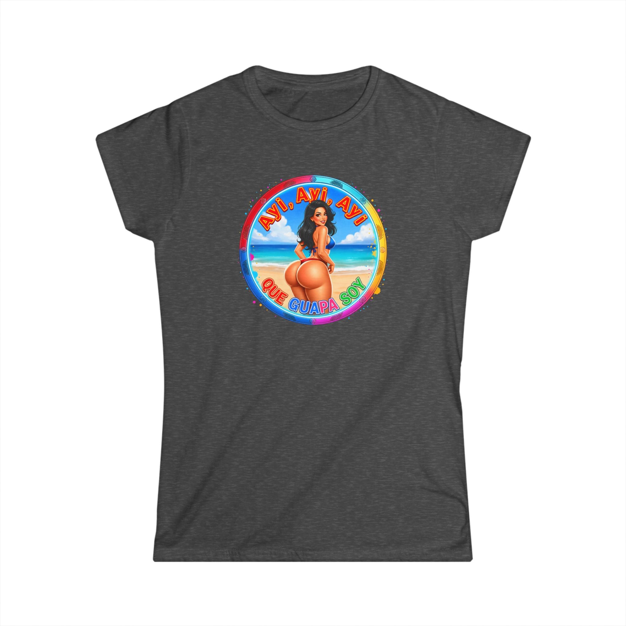 Women's Tee - Retro Beach Bikini Graphic "Ayi Ayi Ayi Que Guapa Soy"