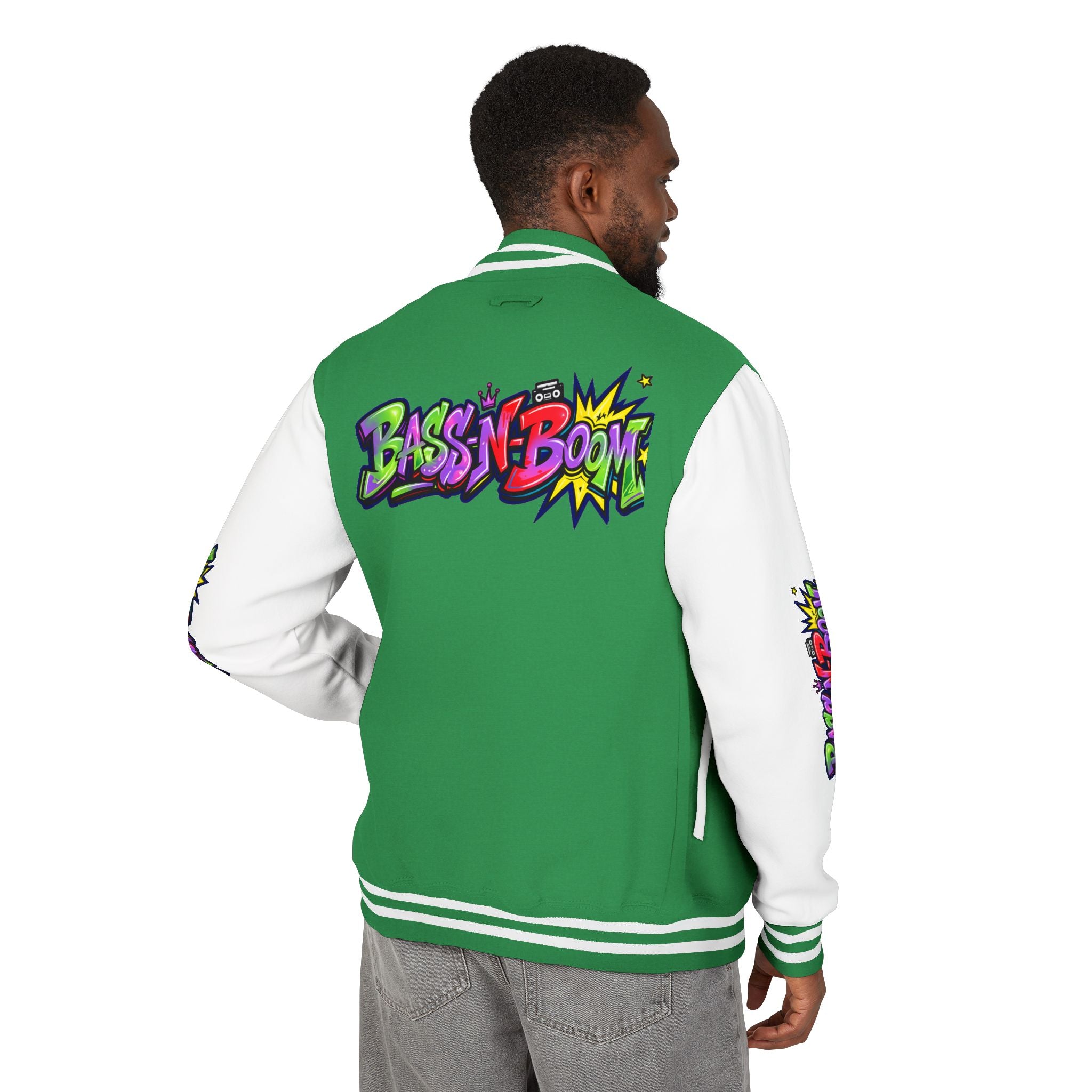 Letterman Jacket — 'Bass N Boom' Graffiti Bomber