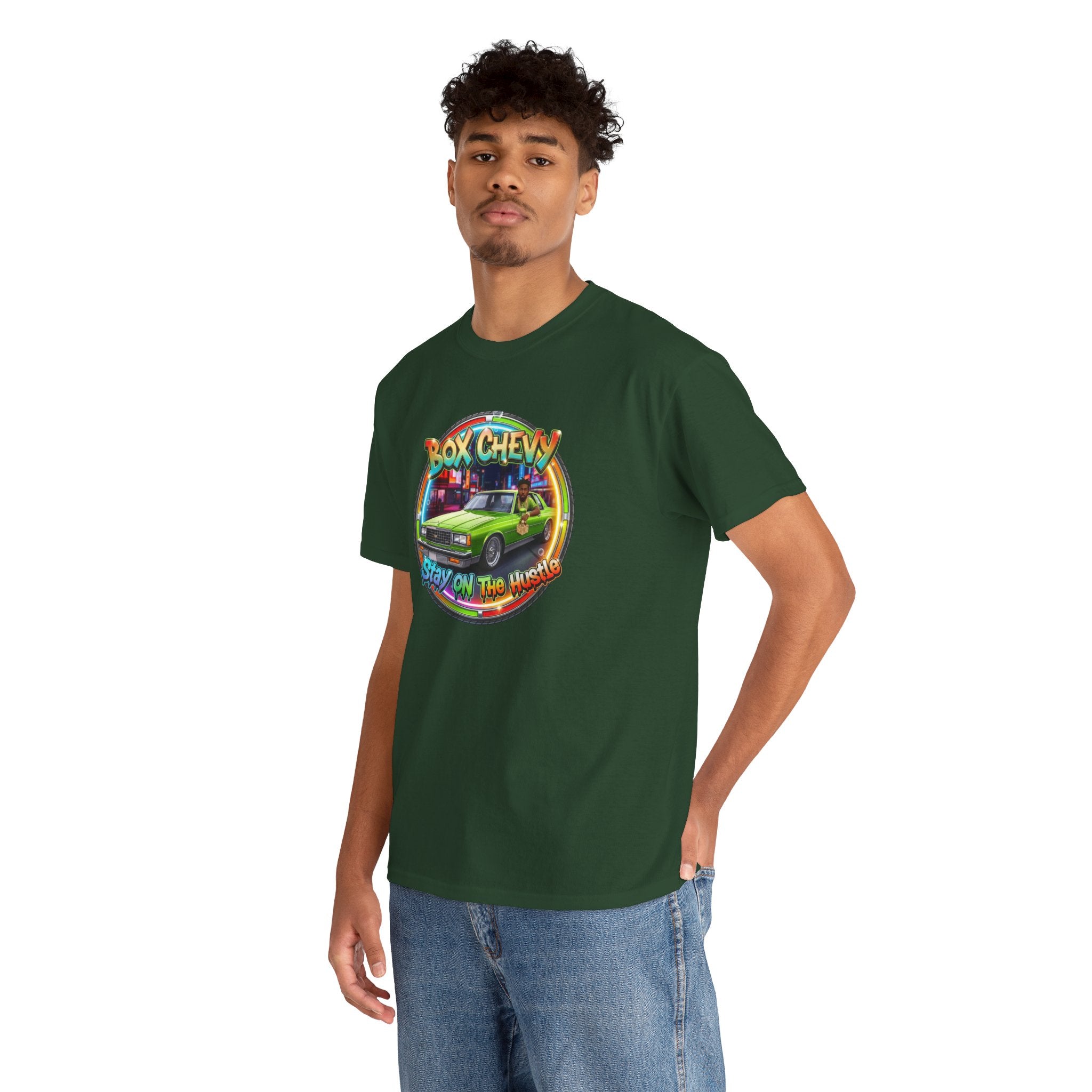 Vintage Chevy Truck Tee — "Box Chevy Stay On The Hustle" Retro Car Graphic Shirt
