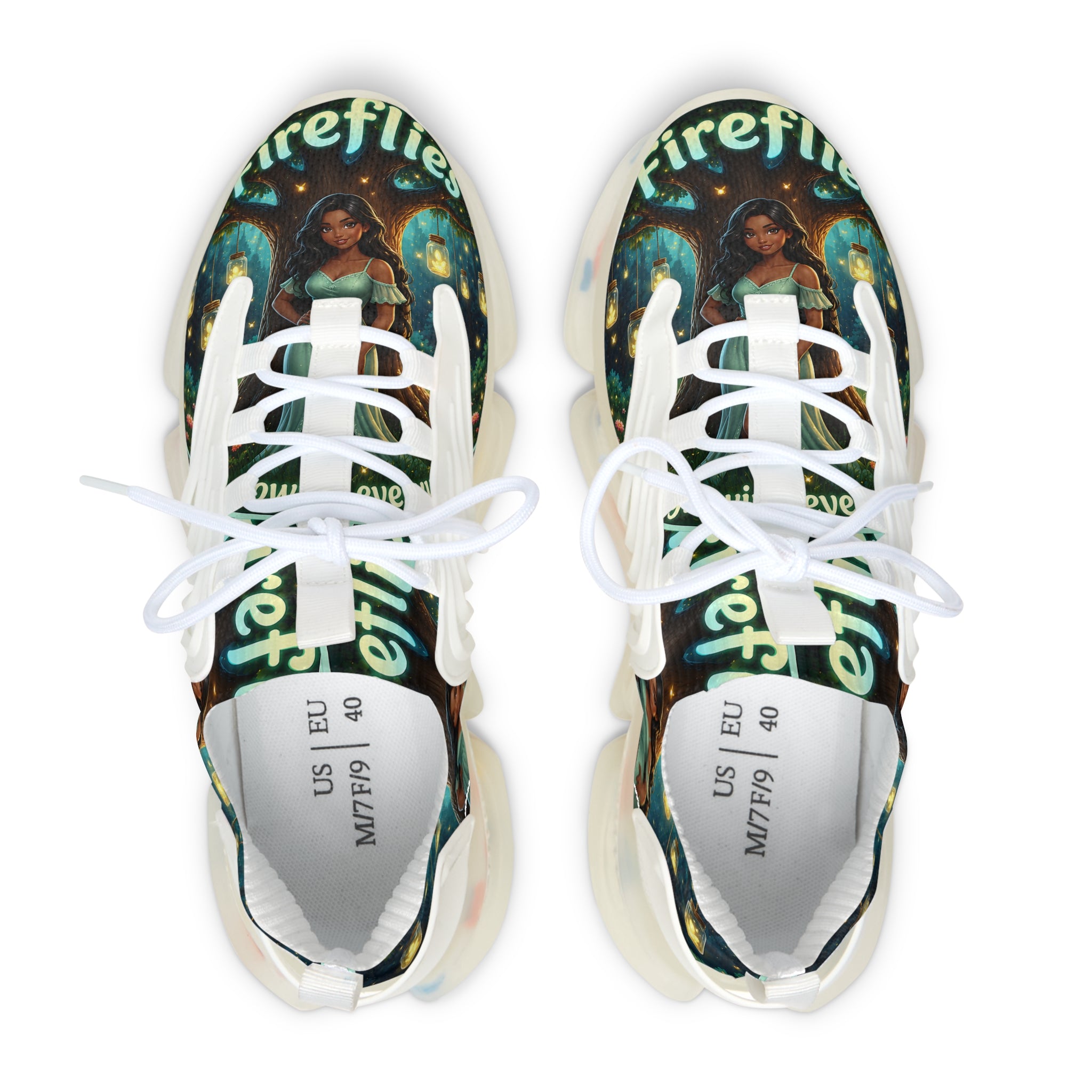 Women’s Mesh Sneakers — ’Fireflies’ Artistic Fairy Graphic Lightweight Running Shoes