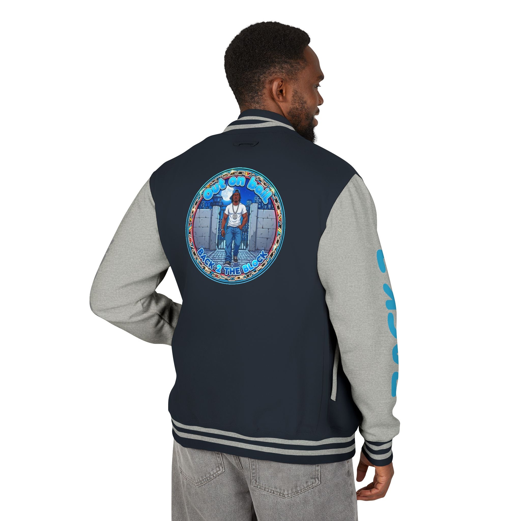 Letterman Jacket — 'Back 2 The Block' Retro Streetwear Patch Jacket