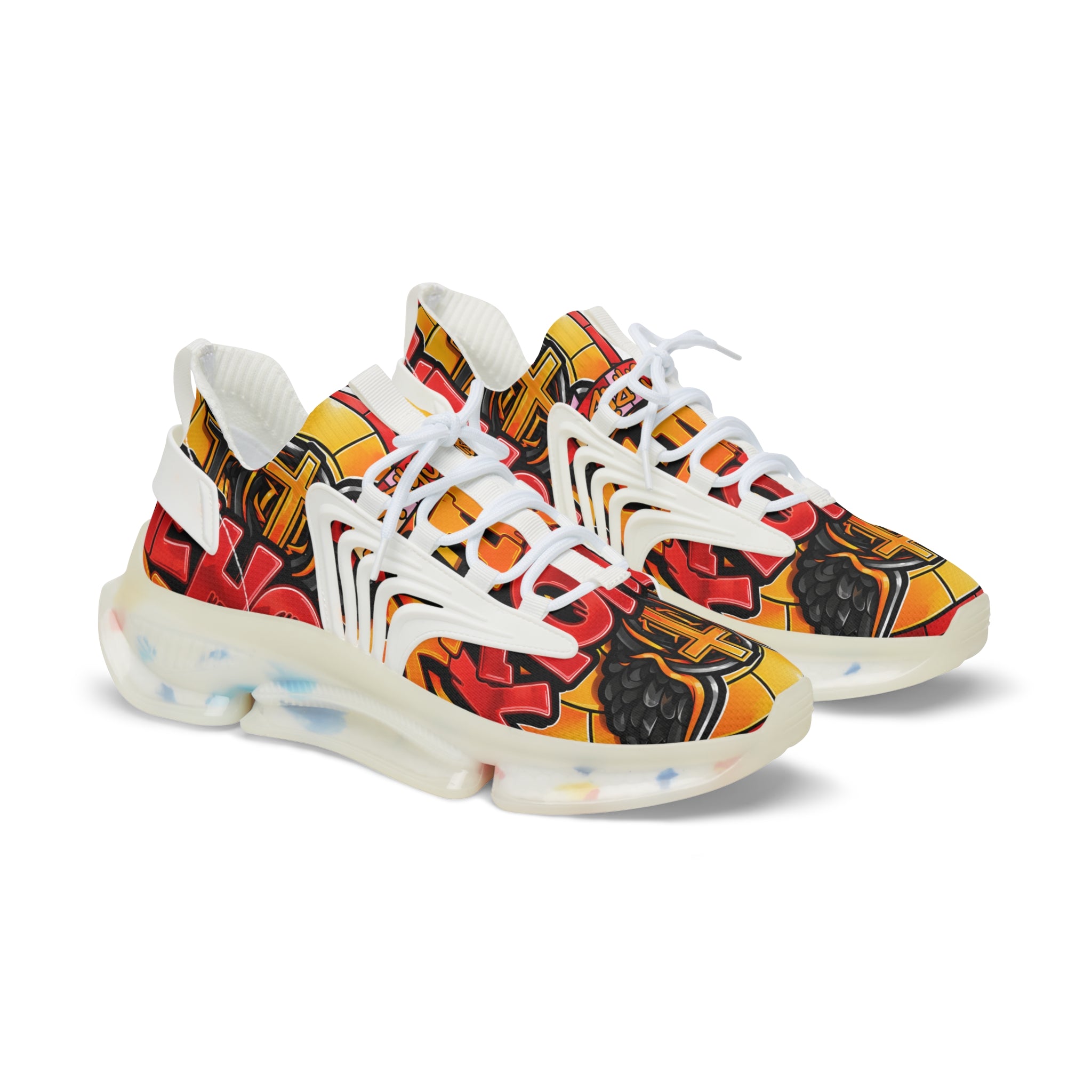 Men's Graphic Sneakers — "Holy Trinity " Bold Cross & Flame Athletic Shoes