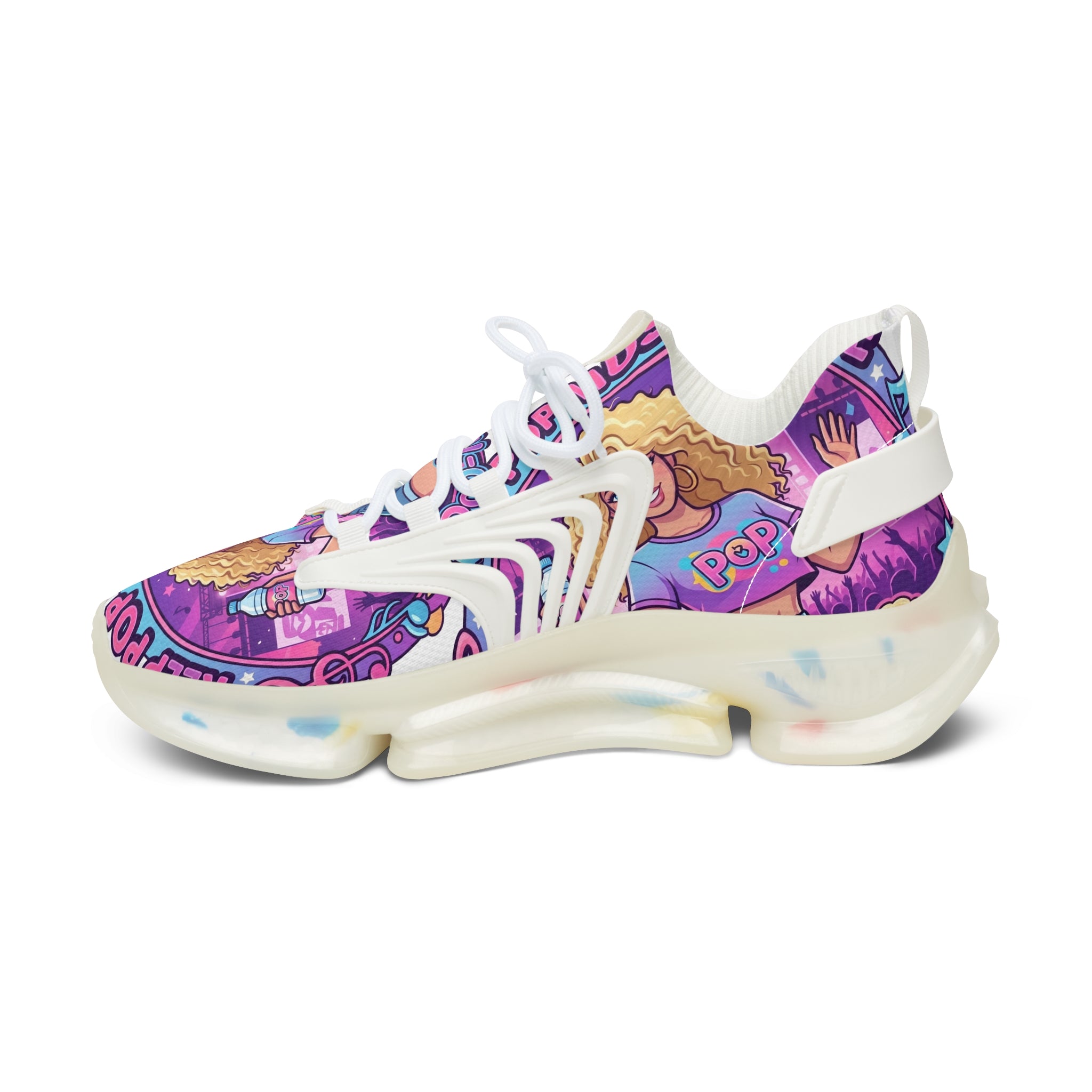 Women’s Mesh Sneakers —"Keep Pop Music Alive " Women's Trendy Printed Athletic Shoes