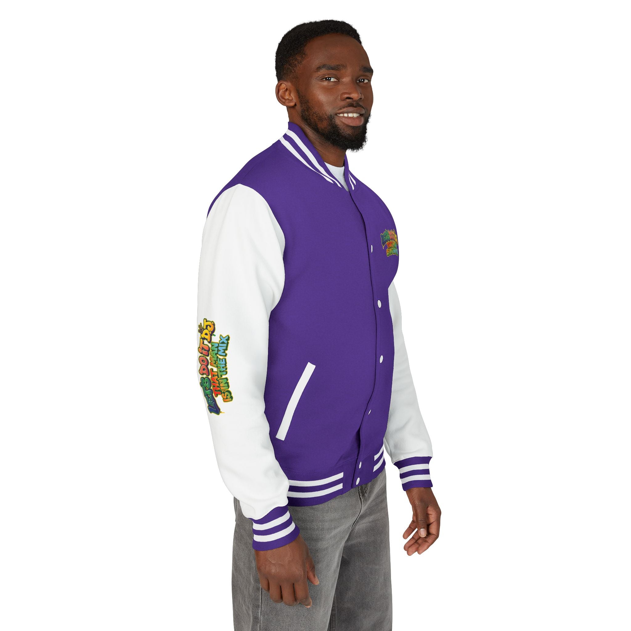 Letterman Jacket — 'Let's Do It' DJ Graphic Varsity Jacket