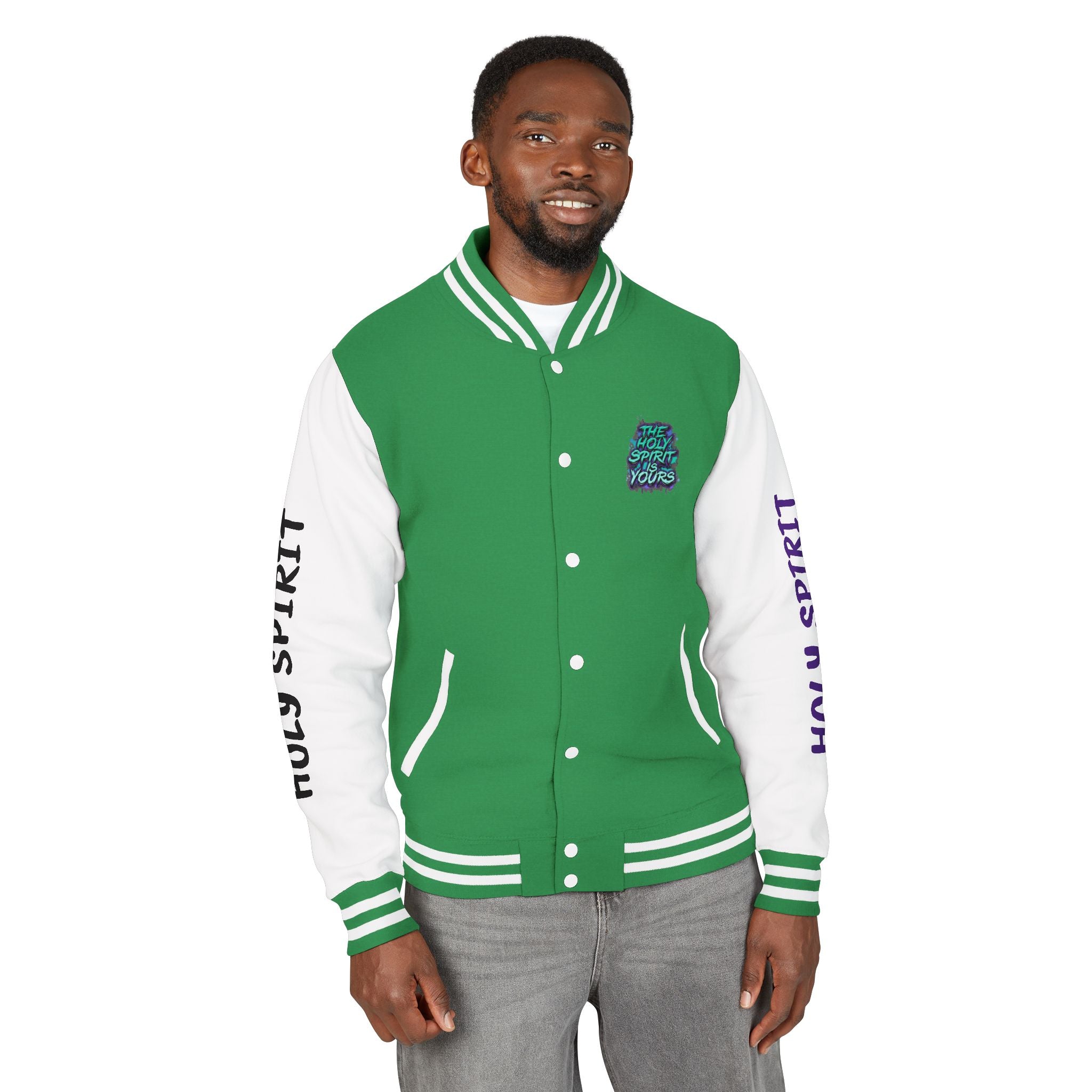 Letterman Jacket — "The Holy Spirit Is Yours" Graphic