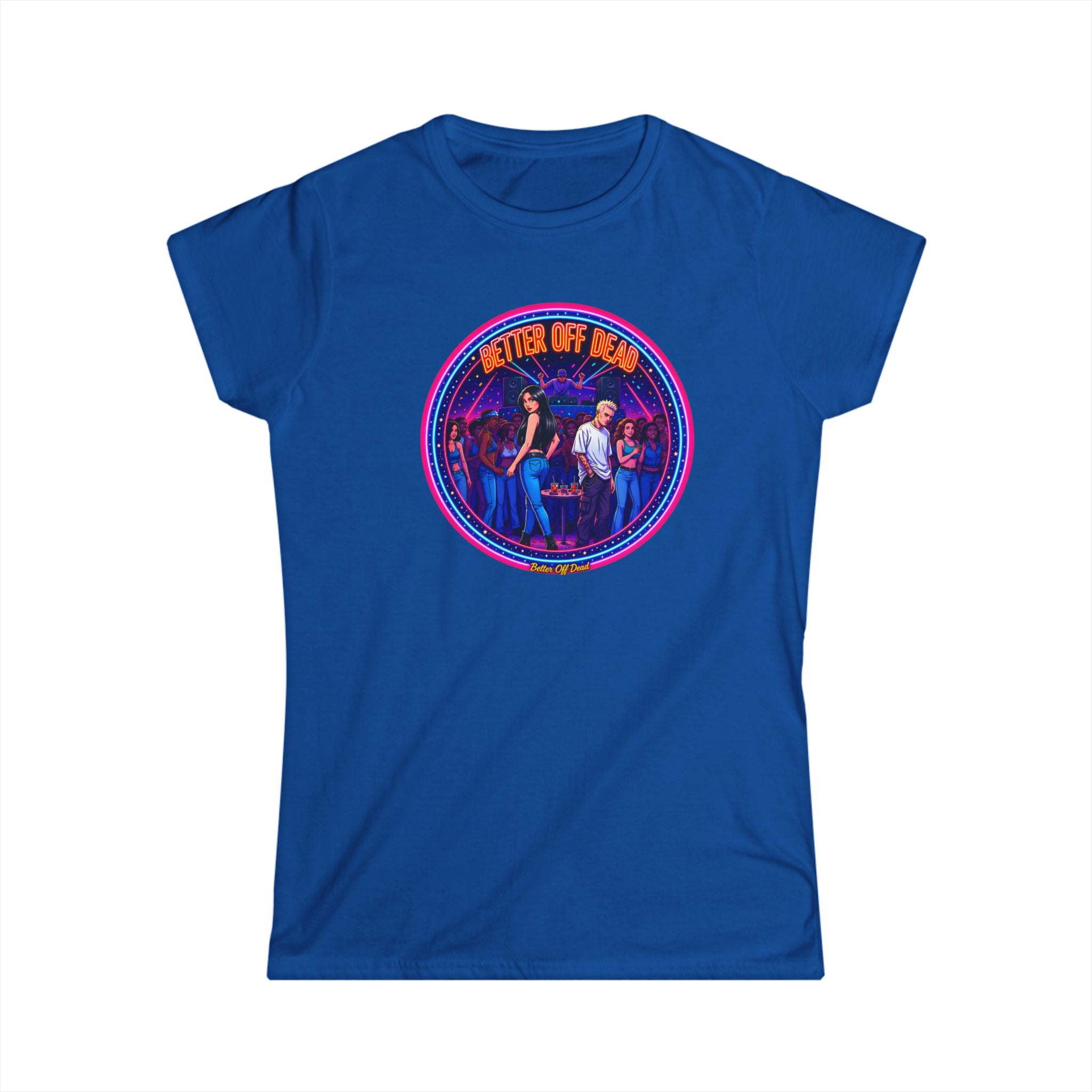 Women's Tee — Retro 'Better Off Dead' Neon Motorcycle Graphic Shirt