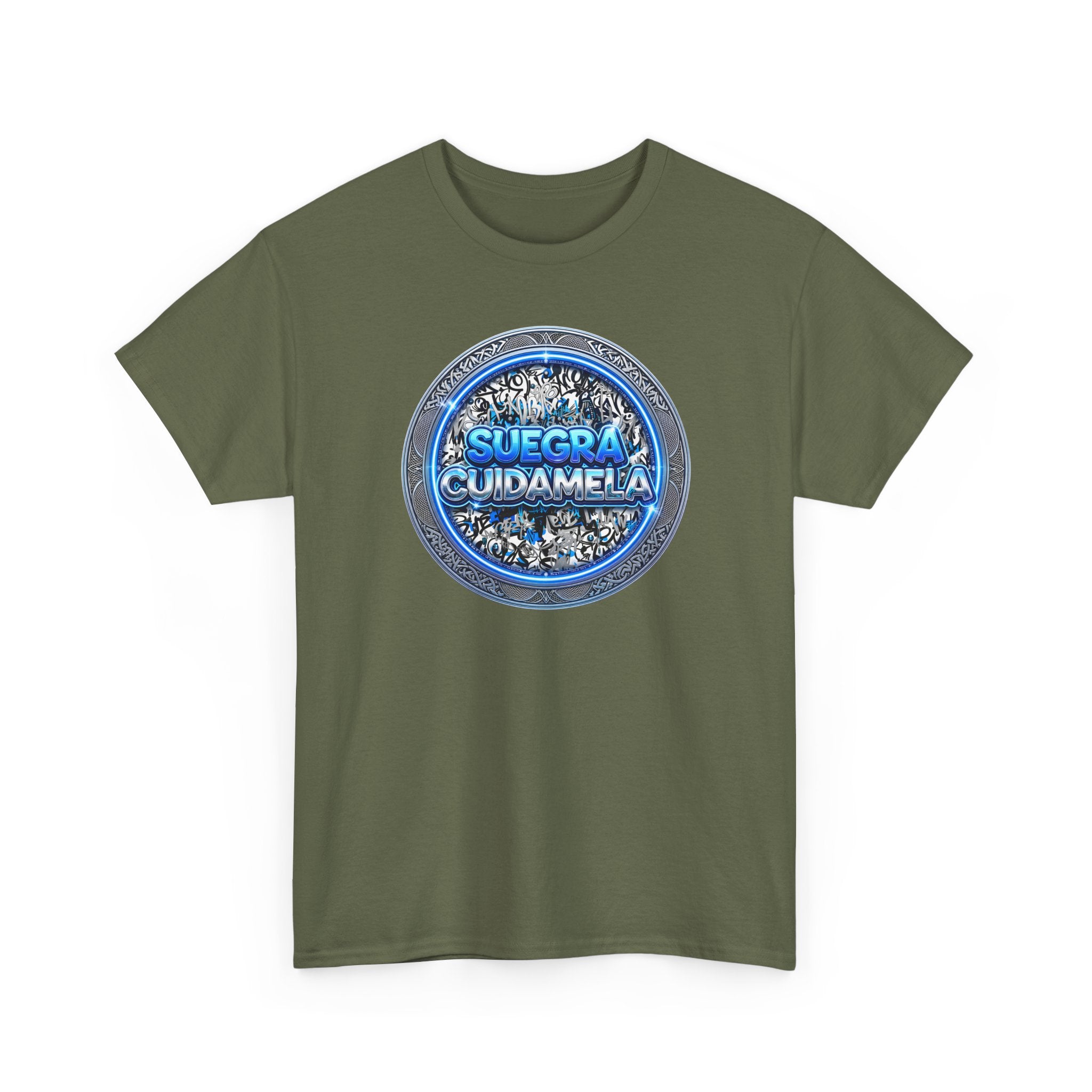 T-Shirt — Suegra Cuídame (Blue Floral Emblem)