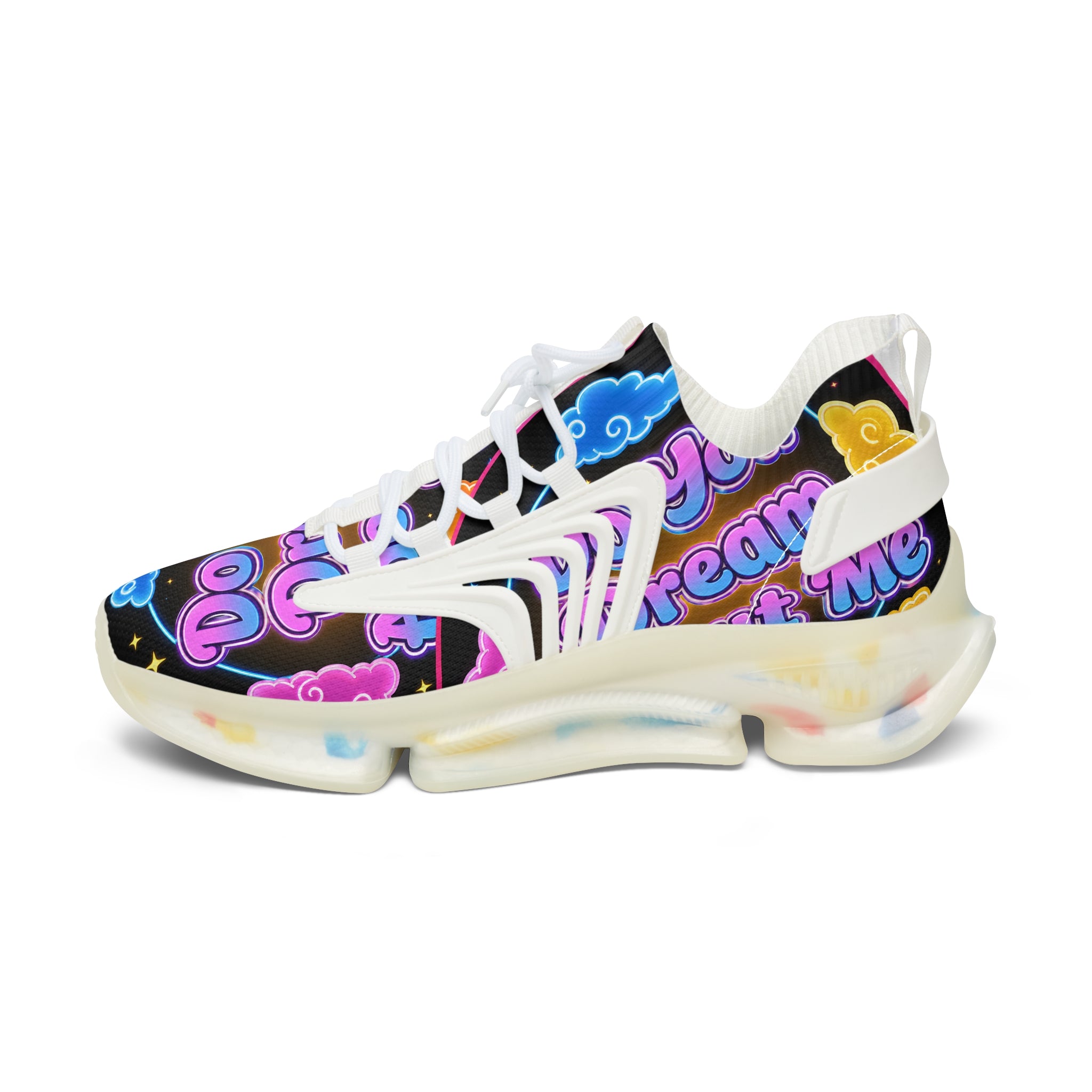 Mesh Sneakers — "Do You Dream Bout Me" Colorful Cloud Graphic