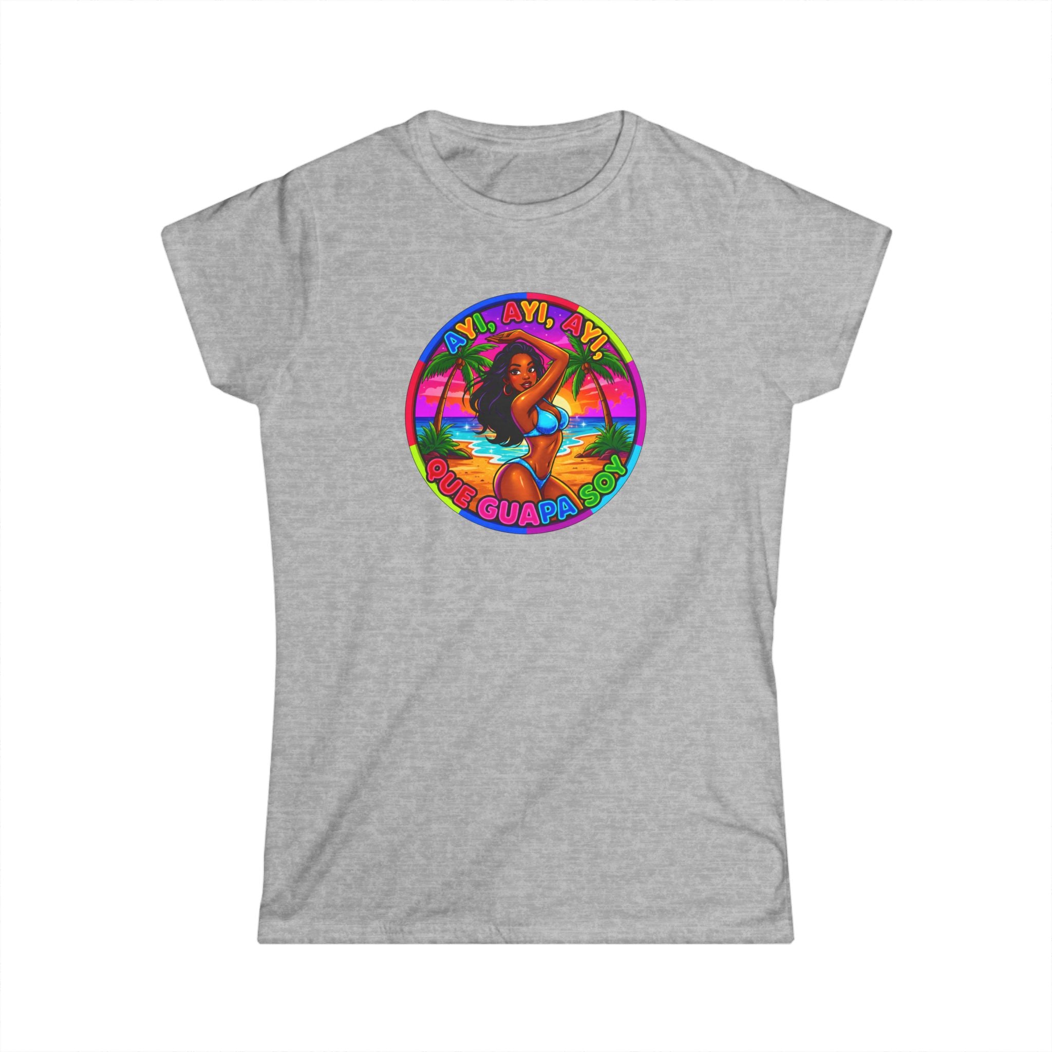 Vintage Tropical Surf T-Shirt — "Ayi, Ayi Ayi Que Guapa Soy"  Retro Beach Graphic