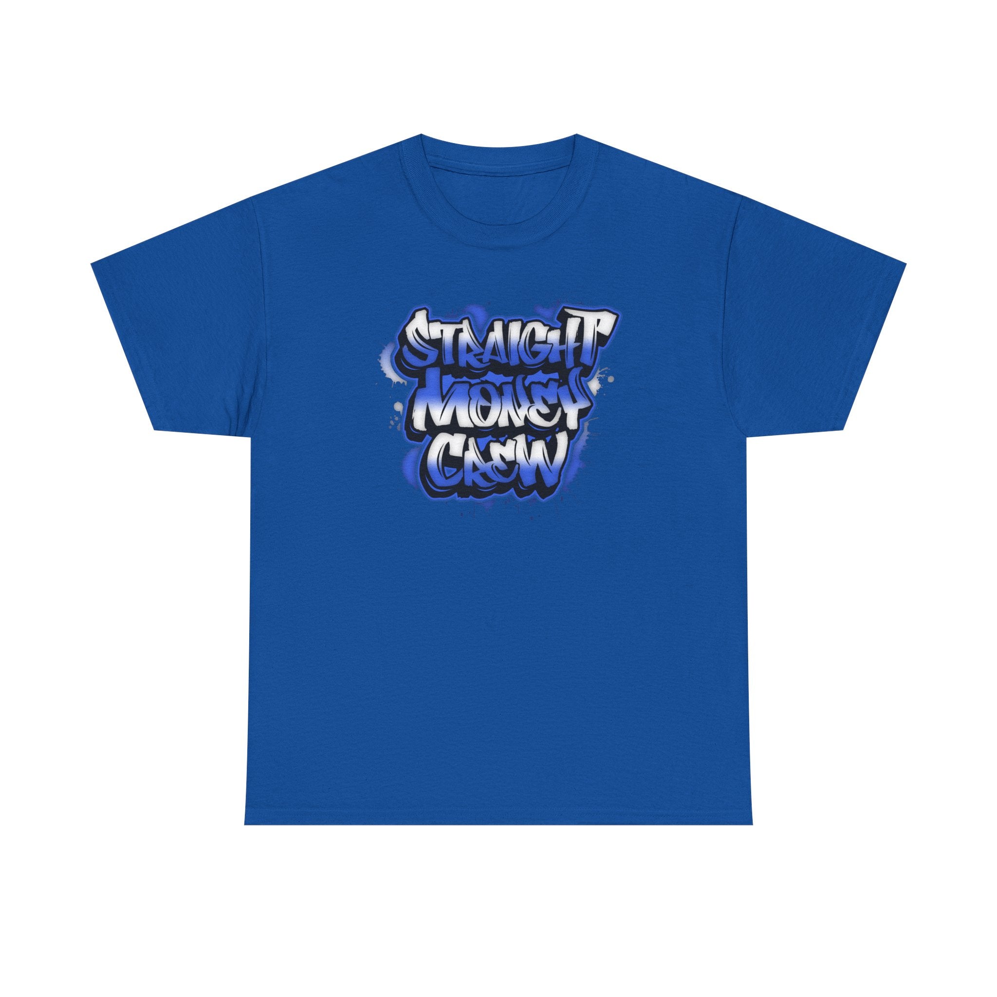 T-Shirt — "Stackin' Money Crew" Blue Graffiti Graphic Tee