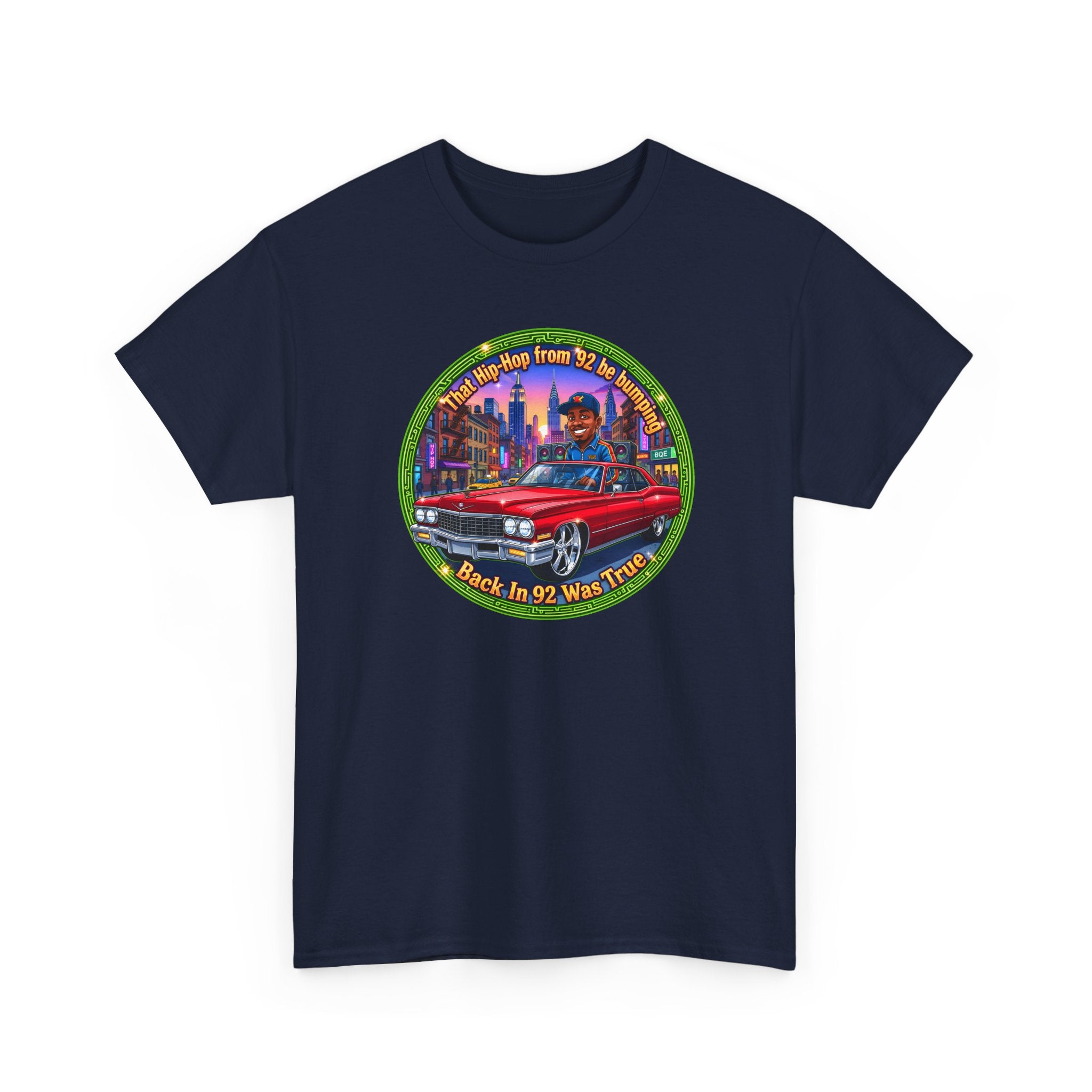 Vintage Red Convertible T-Shirt – “That Hip-hop From 92 Be Bumping" Retro City Cruise Tee
