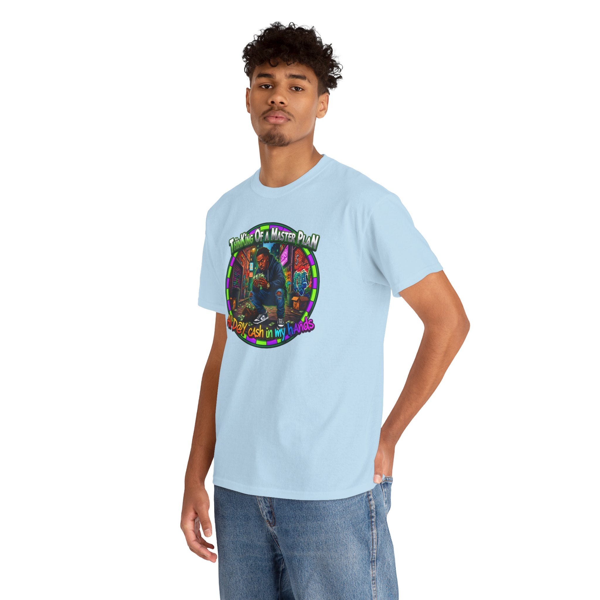 T-Shirt — "Thinking of a Master Plan" Colorful Retro Hip-Hop Graphic Tee