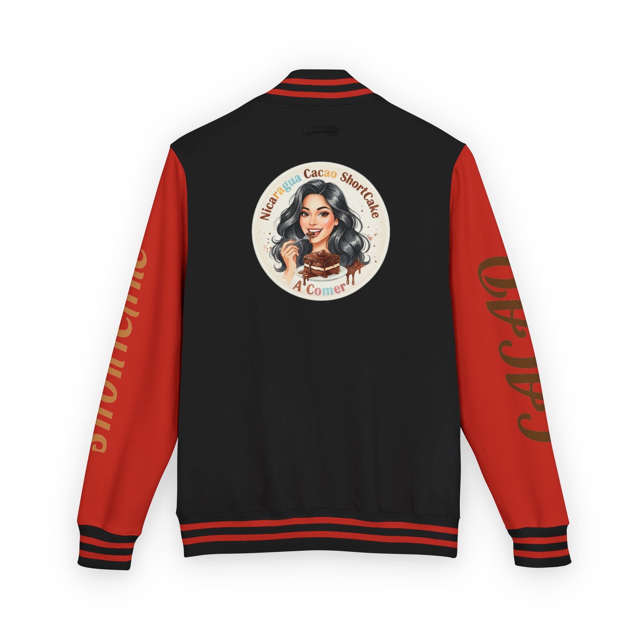 Vintage Pin-Up Letterman Jacket —Cacao Chocolate Shortcake Retro Logo Varsity Jacket