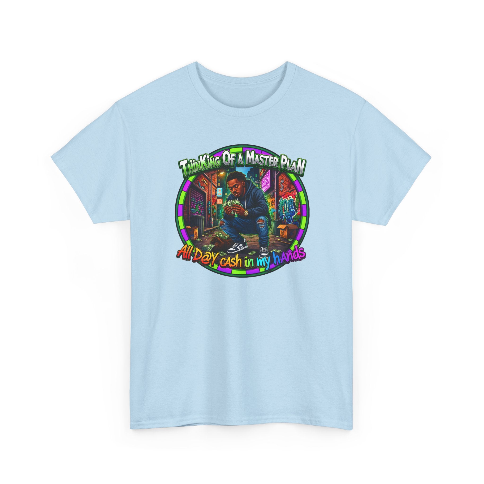T-Shirt — "Thinking of a Master Plan" Colorful Retro Hip-Hop Graphic Tee