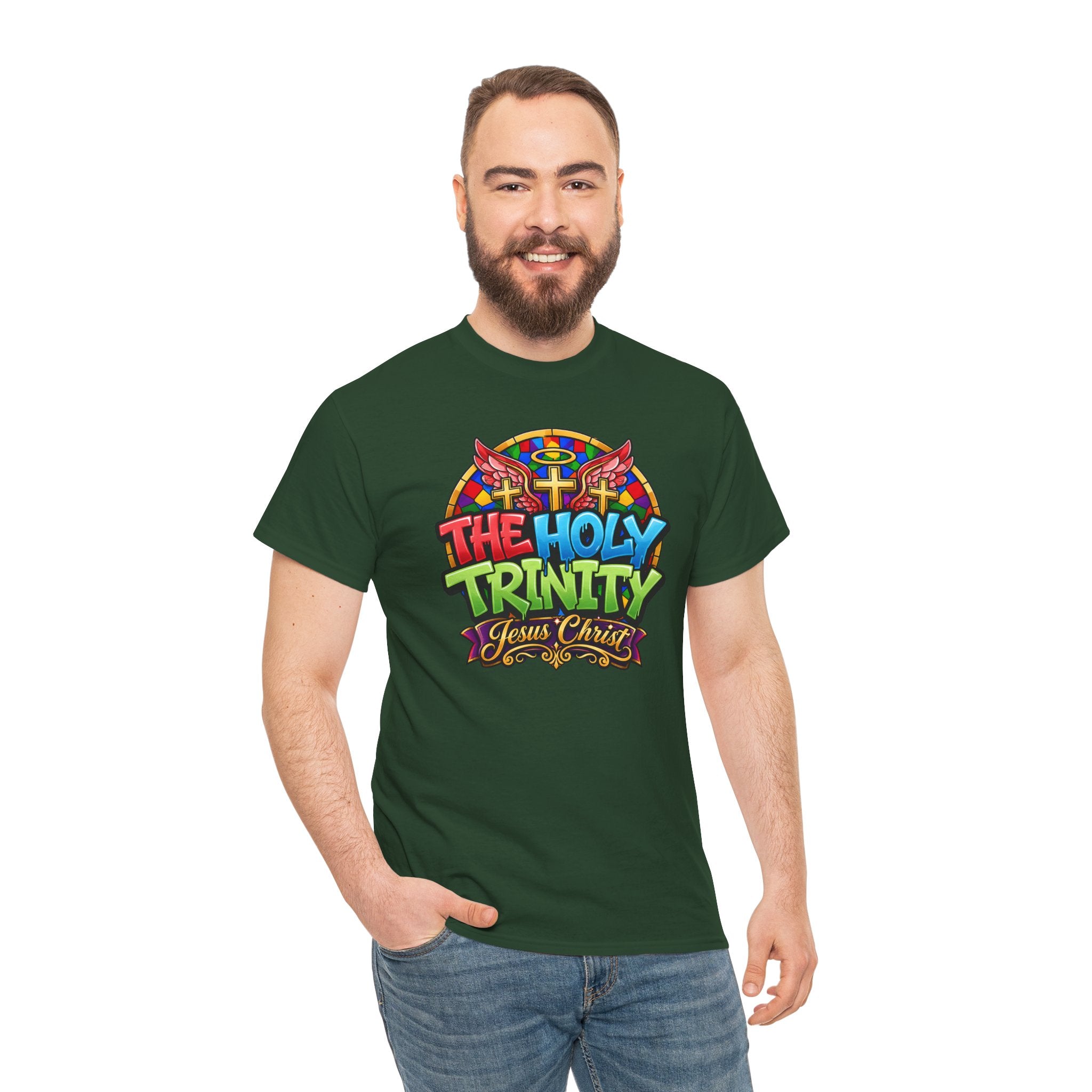 Holy Trinity Graphic Tee — 'The Holy Trinity Jesus Christ' Colorful Faith T-Shirt