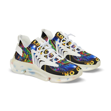 Men's Mesh Sneakers — "Hold On Be Strong" Retro Arcade Graffiti Print Athletic Shoes
